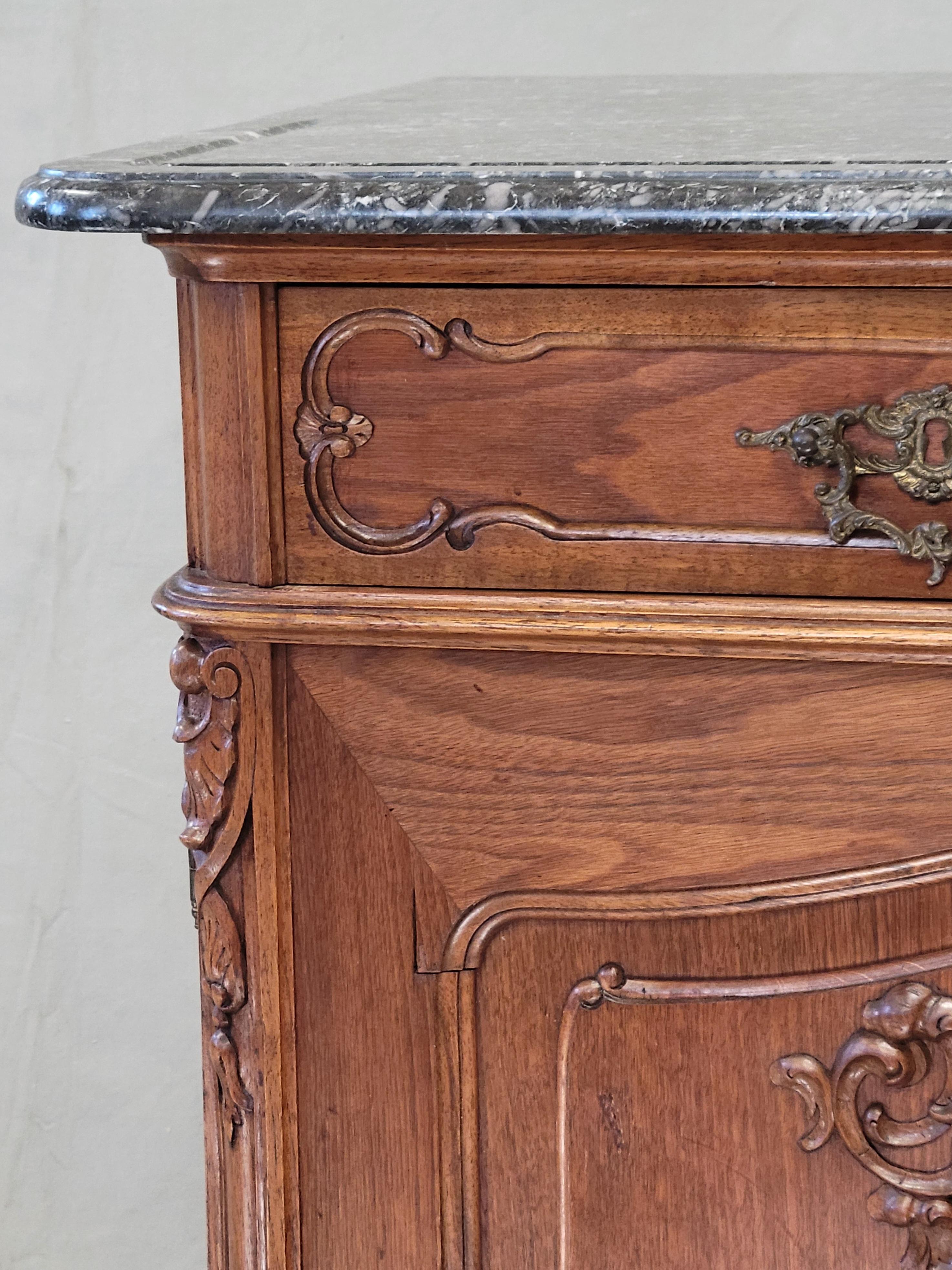 Antique Austrian Walnut Marble Top Sideboard Buffet For Sale 3
