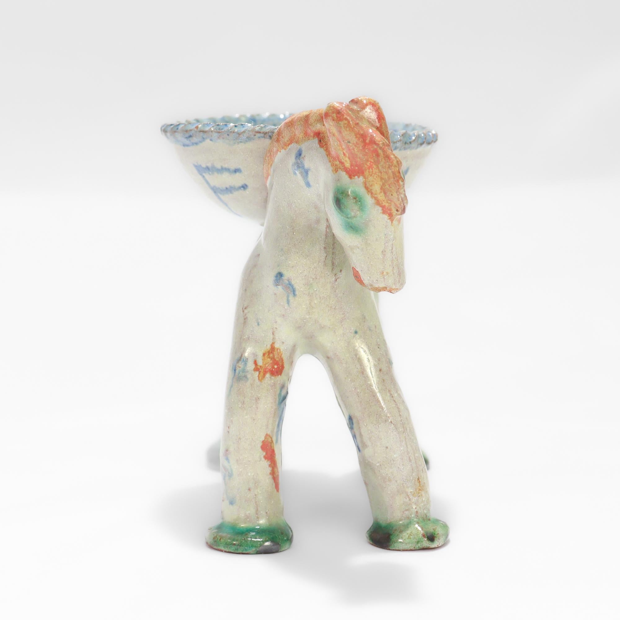 Antique Austrian Wiener Werkstätte Ceramic Horse Salt Cellar by Alice Ehmann For Sale 5