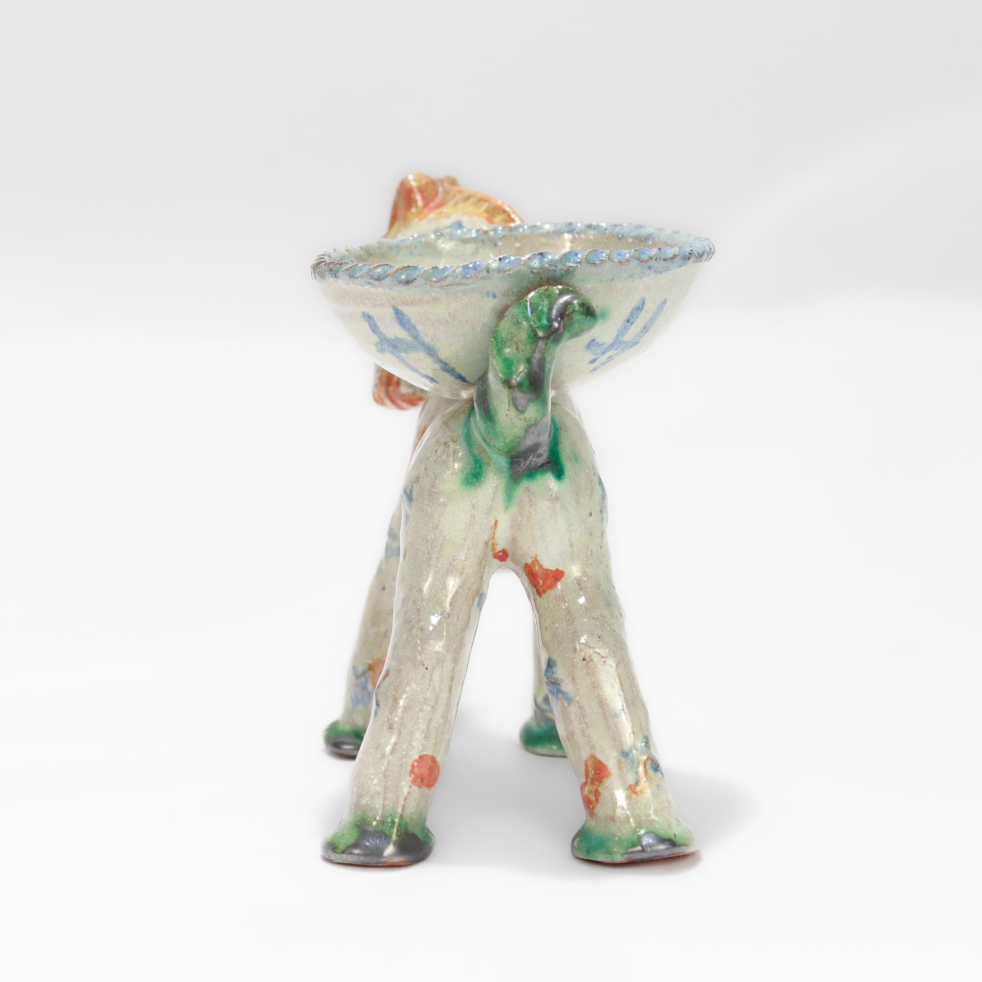 Antique Austrian Wiener Werkstätte Ceramic Horse Salt Cellar by Alice Ehmann For Sale 1