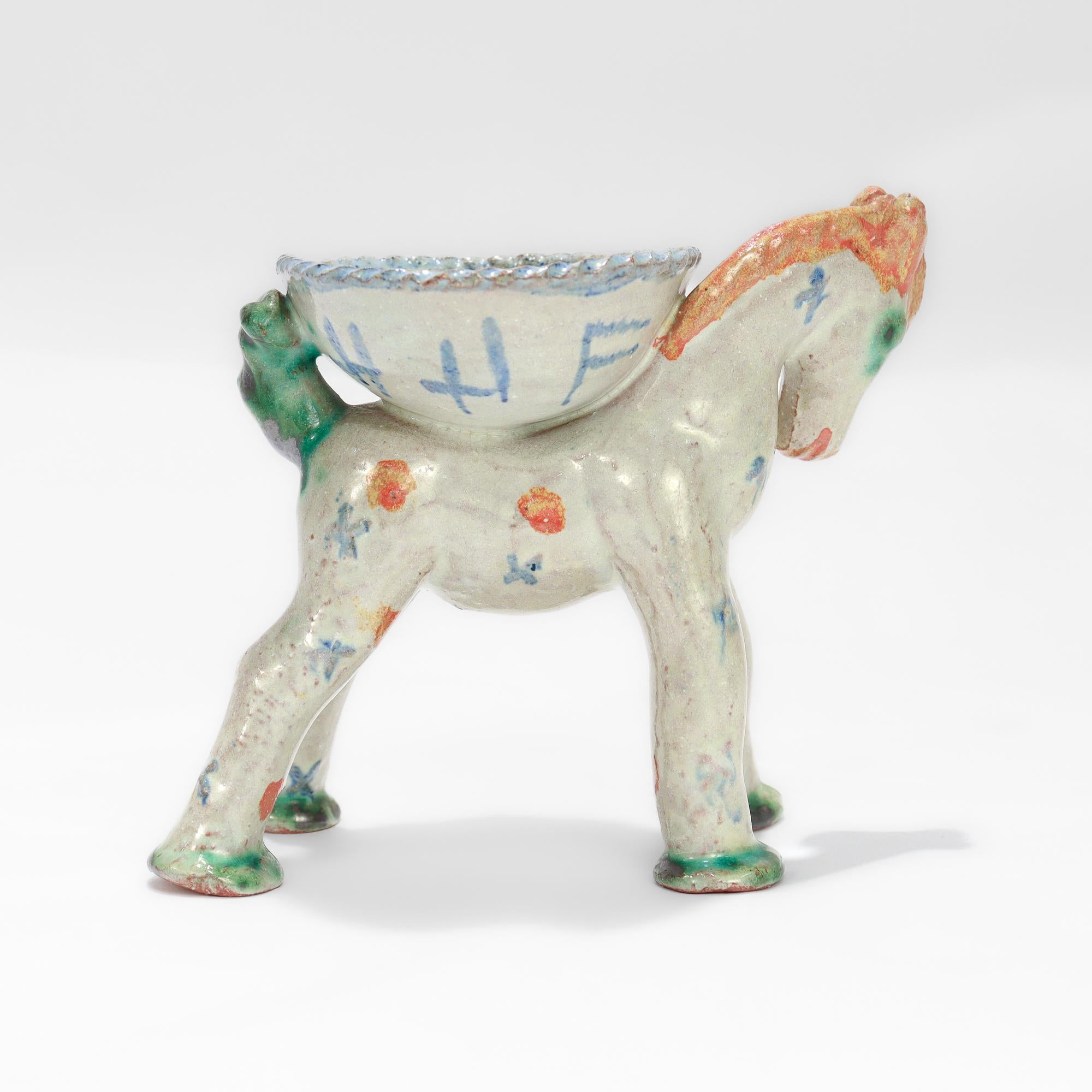Antique Austrian Wiener Werkstätte Ceramic Horse Salt Cellar by Alice Ehmann For Sale 2
