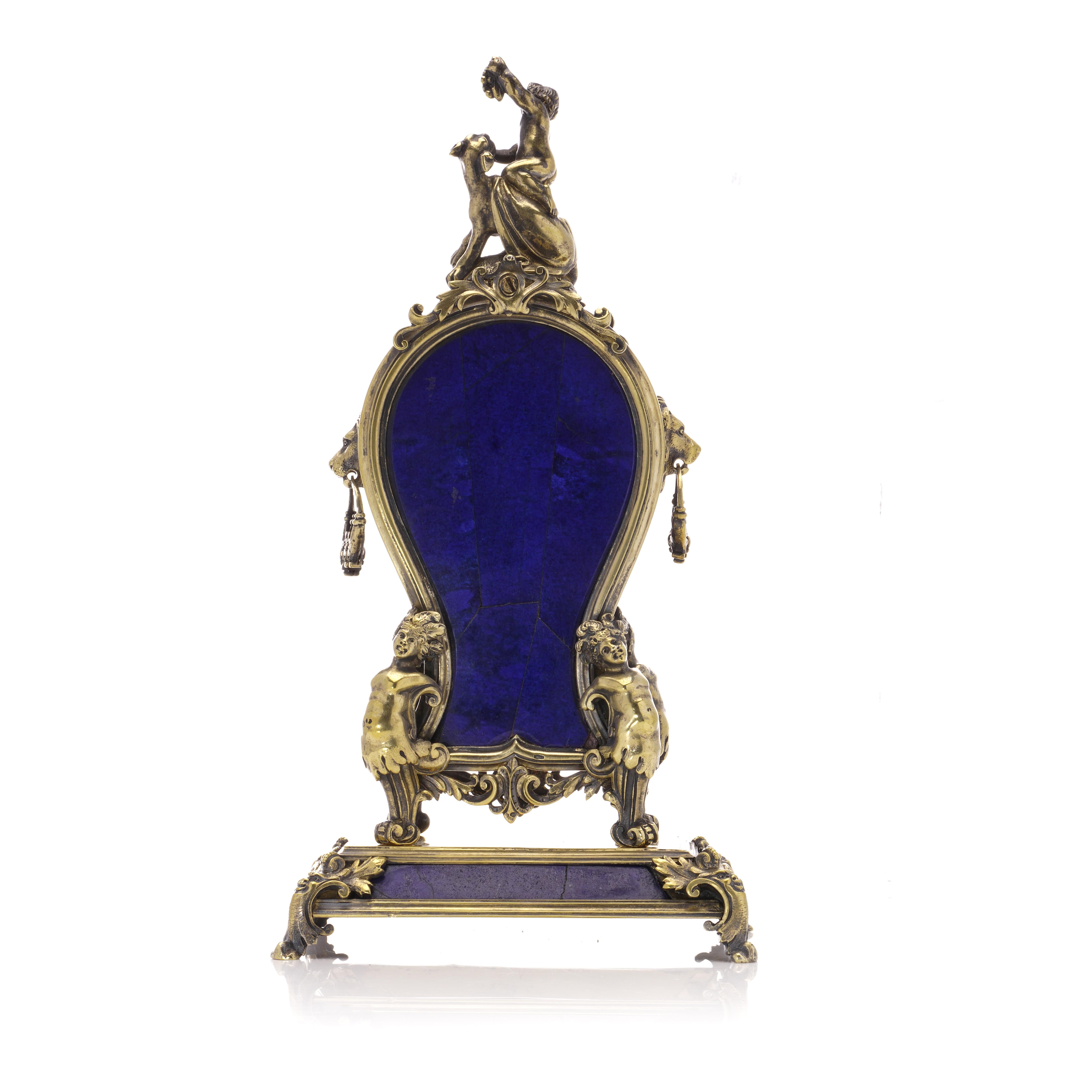 Antique Austro-Hungarian 800 Silver and Lapis Lazuli Clock In Good Condition For Sale In Braintree, GB