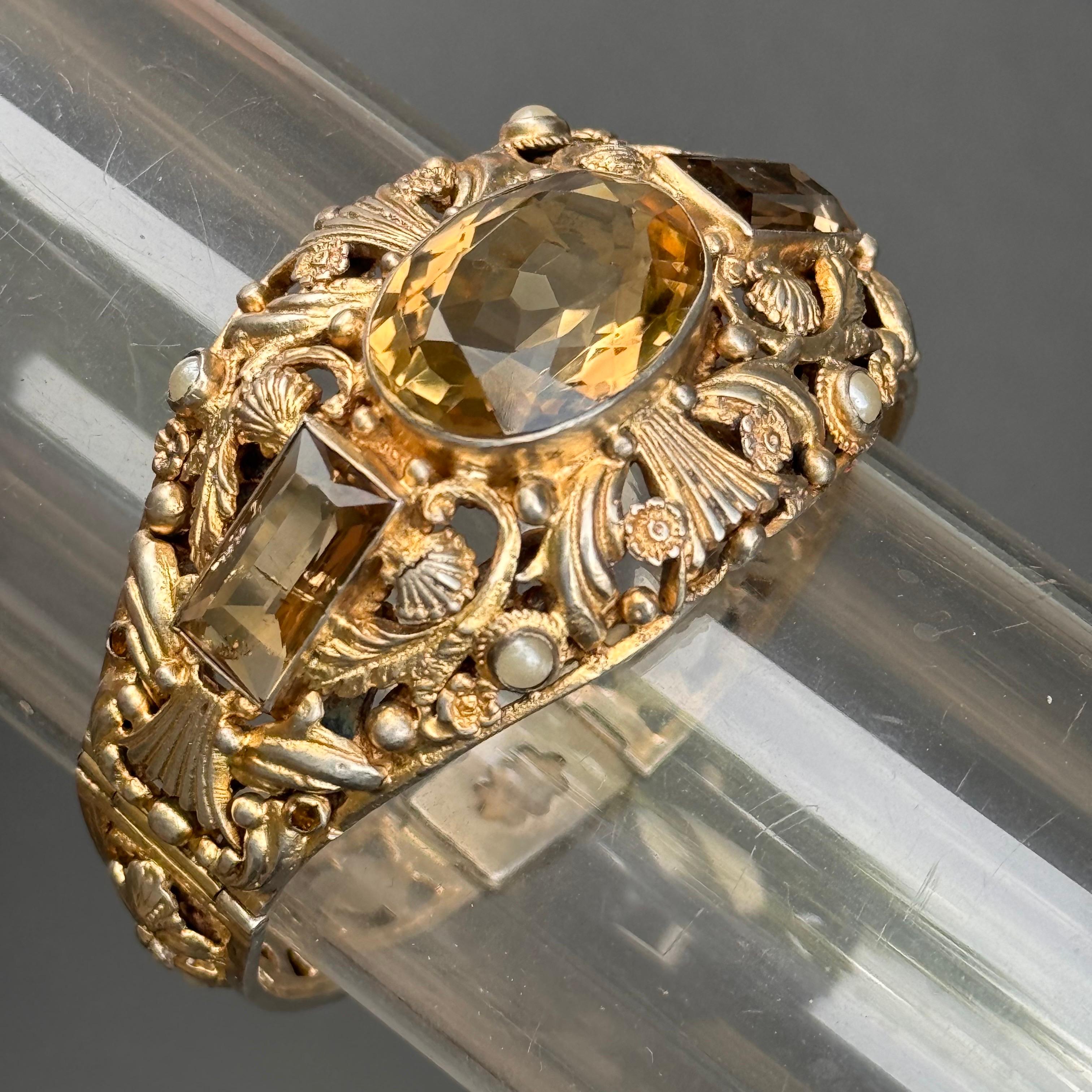 Antique Austro Hungarian Citrine gold gilded Silver Bracelet For Sale 5