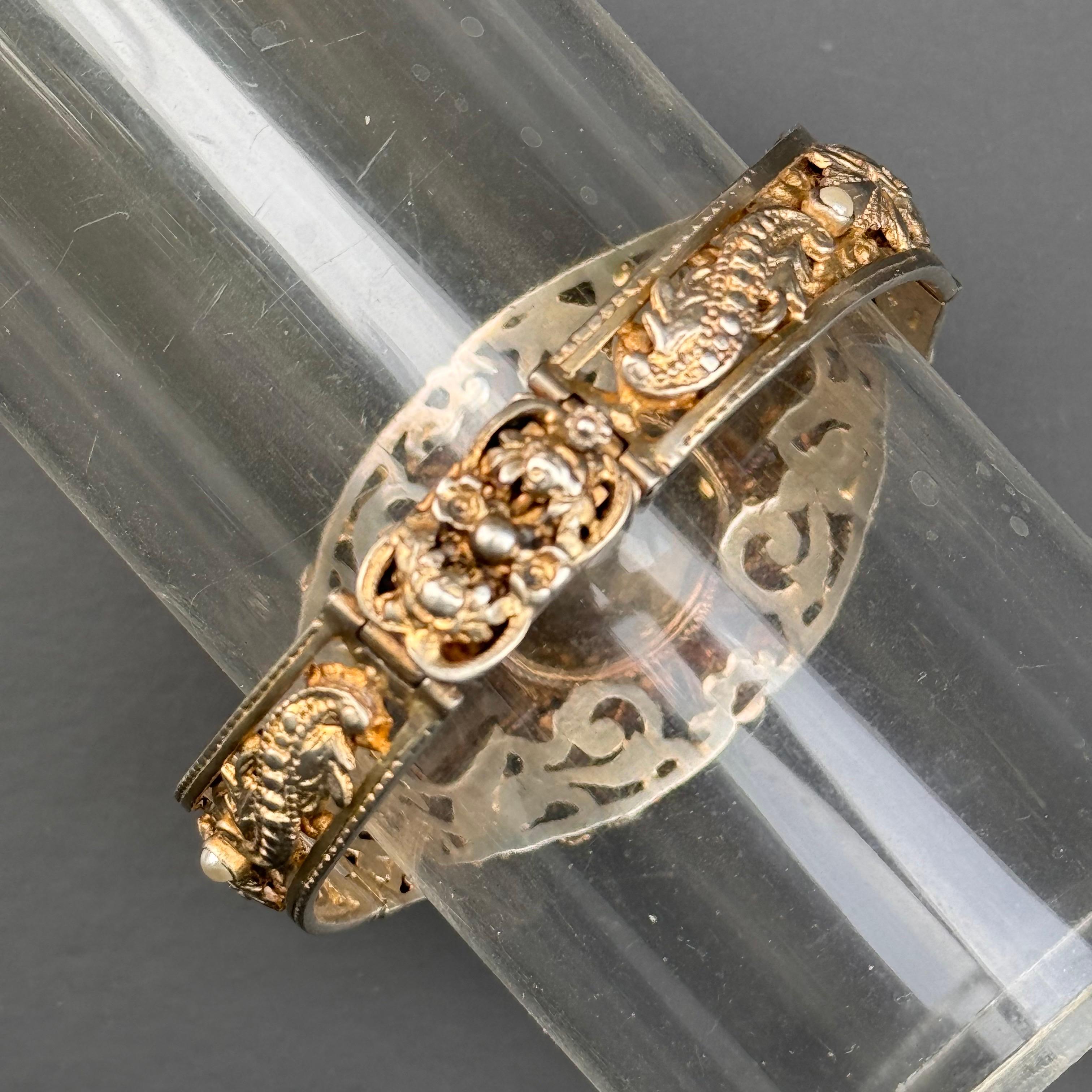 Antique Austro Hungarian Citrine gold gilded Silver Bracelet For Sale 6