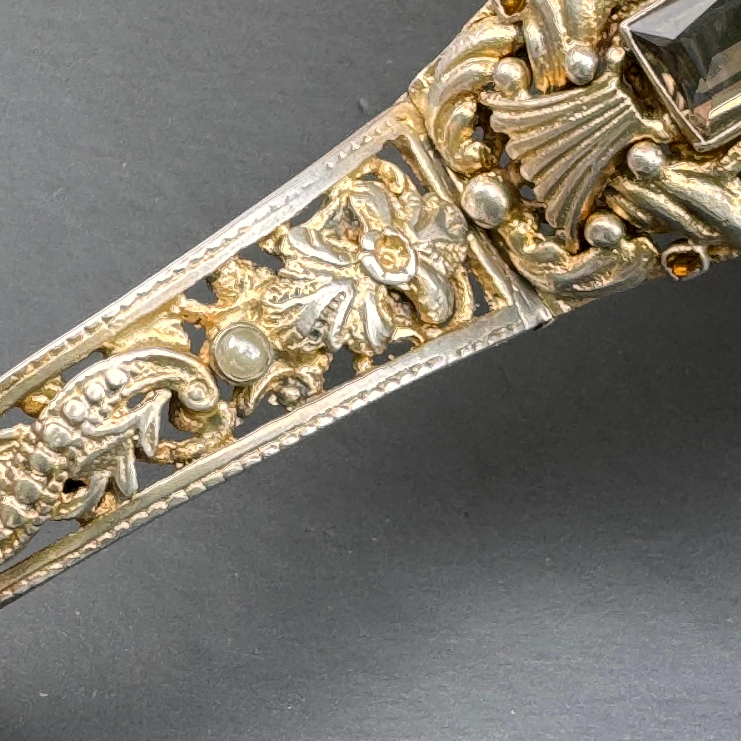 Antique Austro Hungarian Citrine gold gilded Silver Bracelet For Sale 1