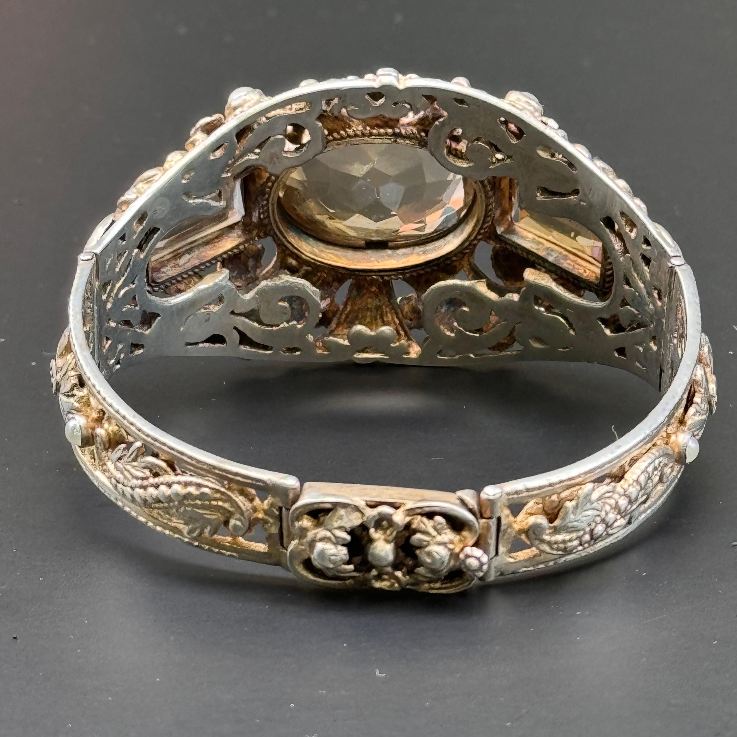 Antique Austro Hungarian Citrine gold gilded Silver Bracelet For Sale 3
