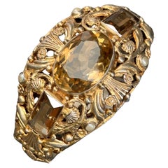 Antikes österreichisches ungarisches Citrin-Armband aus vergoldetem und vergoldetem Silber