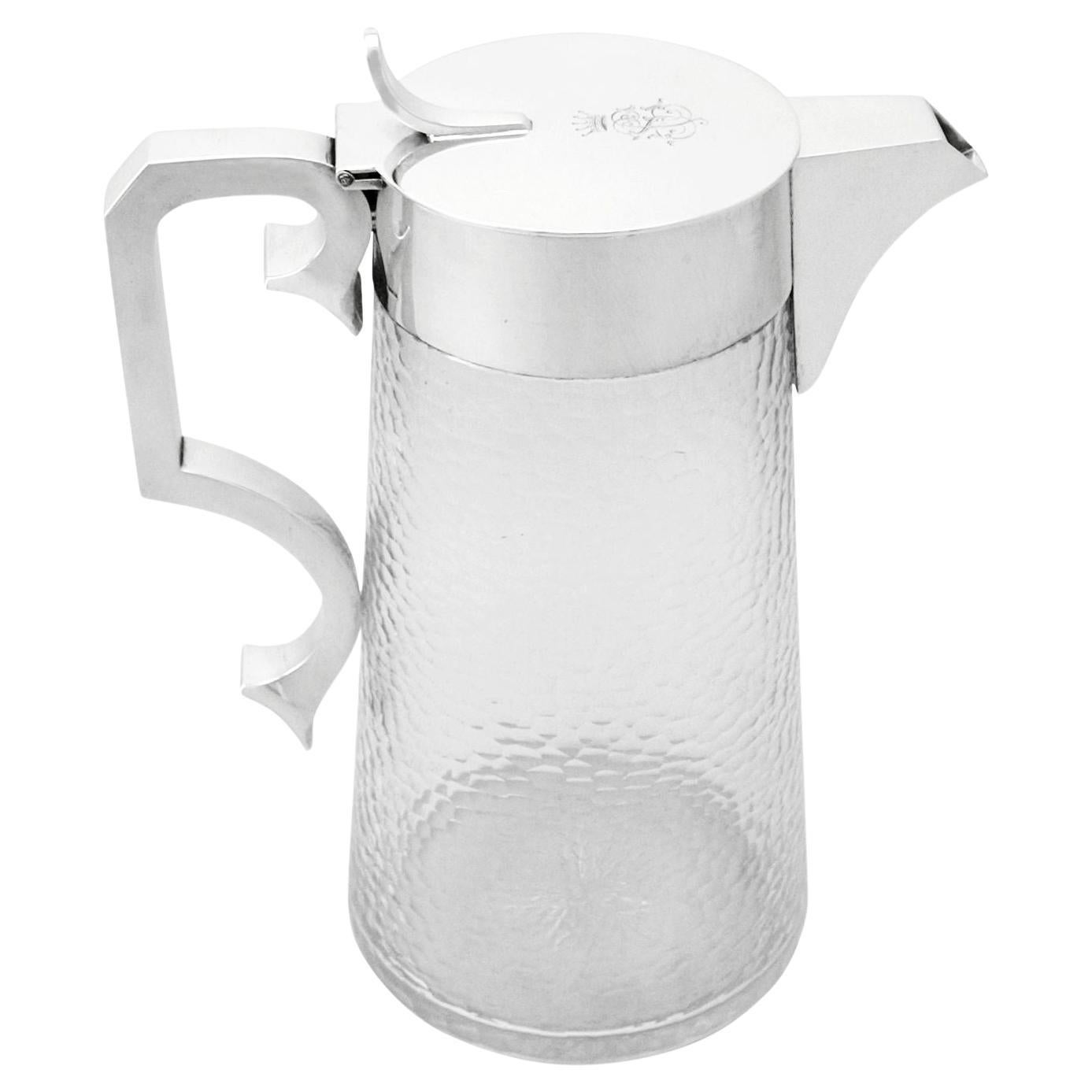 Antique English Cut Crystal and Silver Plate Wine Jug For Sale at 1stDibs