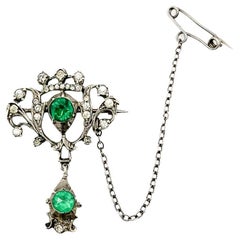 Antique Austro-Hungarian Emerald Paste Brooch 1900s