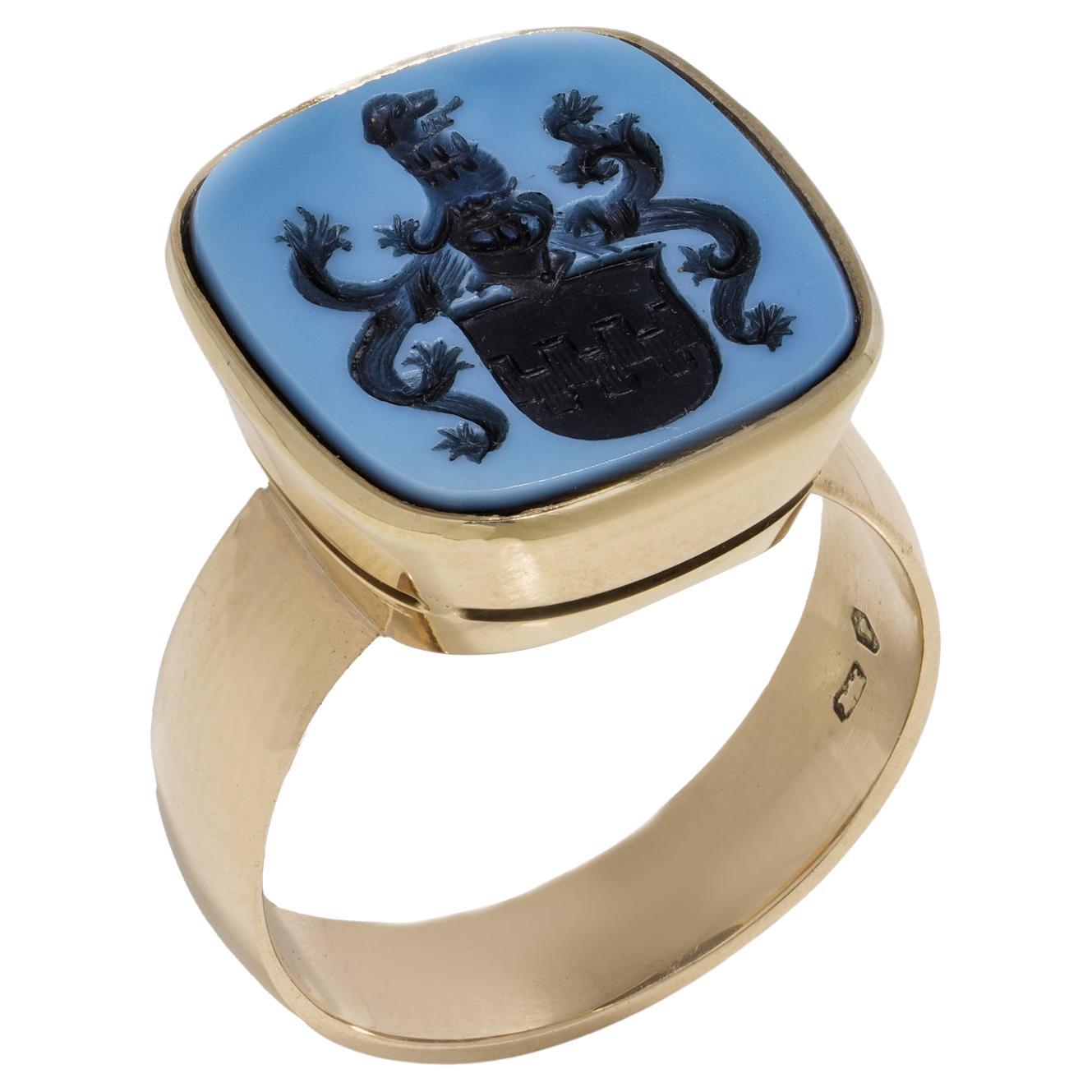 Blue sardonyx signet ring hotsell
