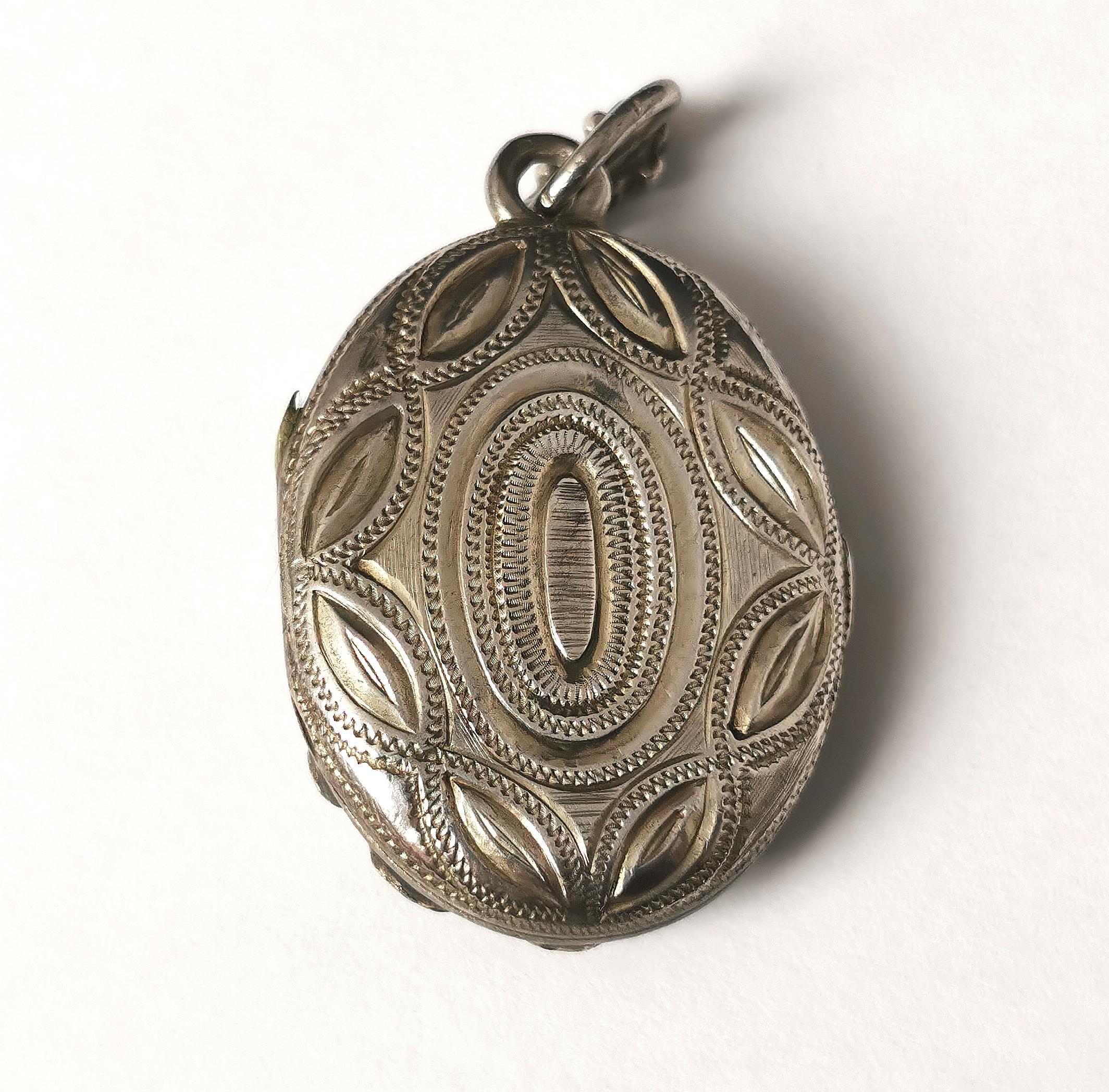 Antique Austro Hungarian Gem Set Locket, Silver 8