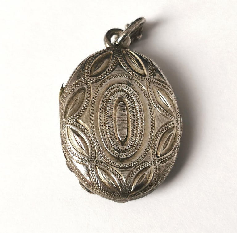 Antique Austro Hungarian Gem Set Locket, Silver at 1stDibs