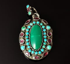 Antique Austro Hungarian Gem Set Locket, Silver