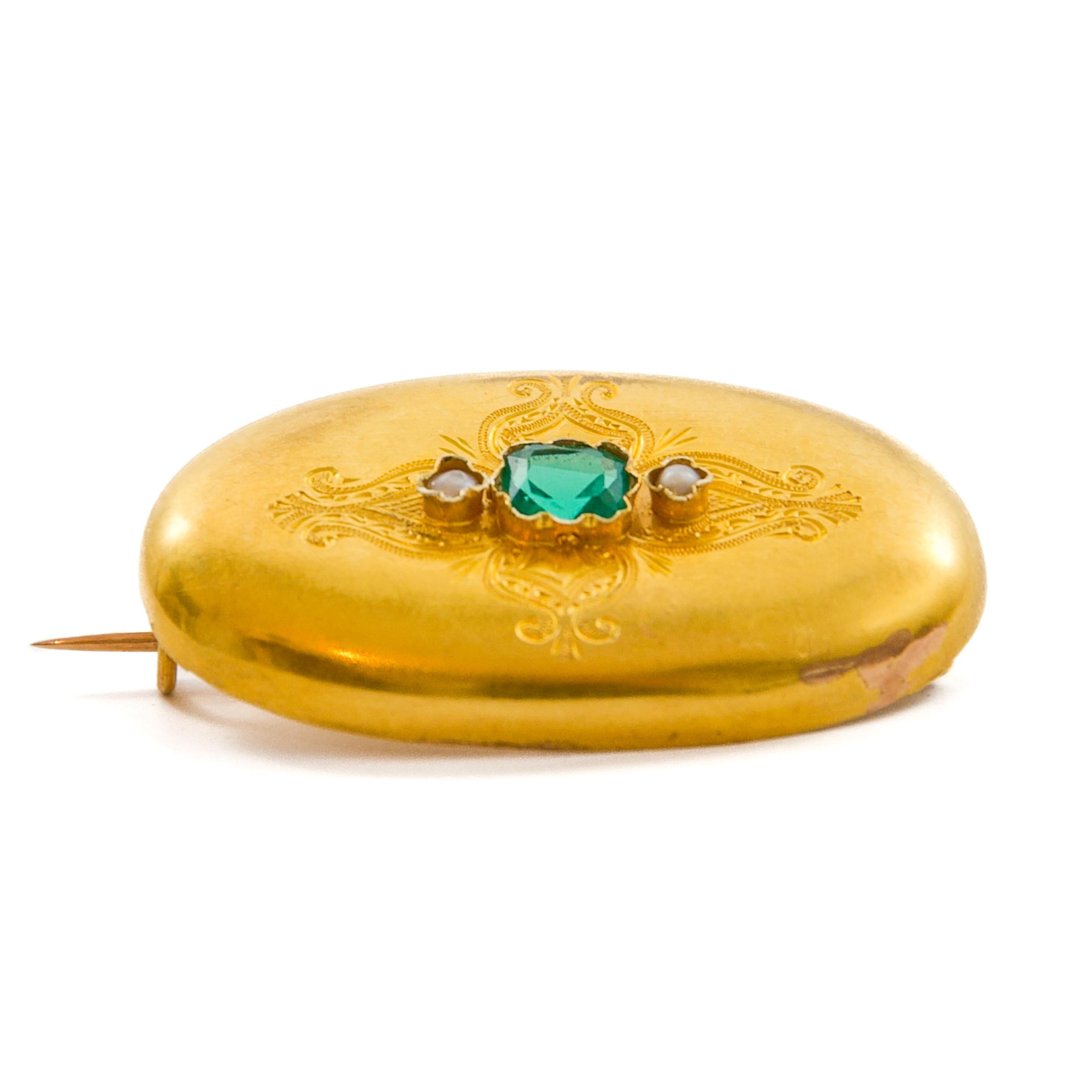 Broche ancienne en or austro-hongrois avec perles de rocaille en pâte, Ca. 1866-1872 en vente 2