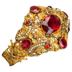  Bracelet hongrois ancien en or doré