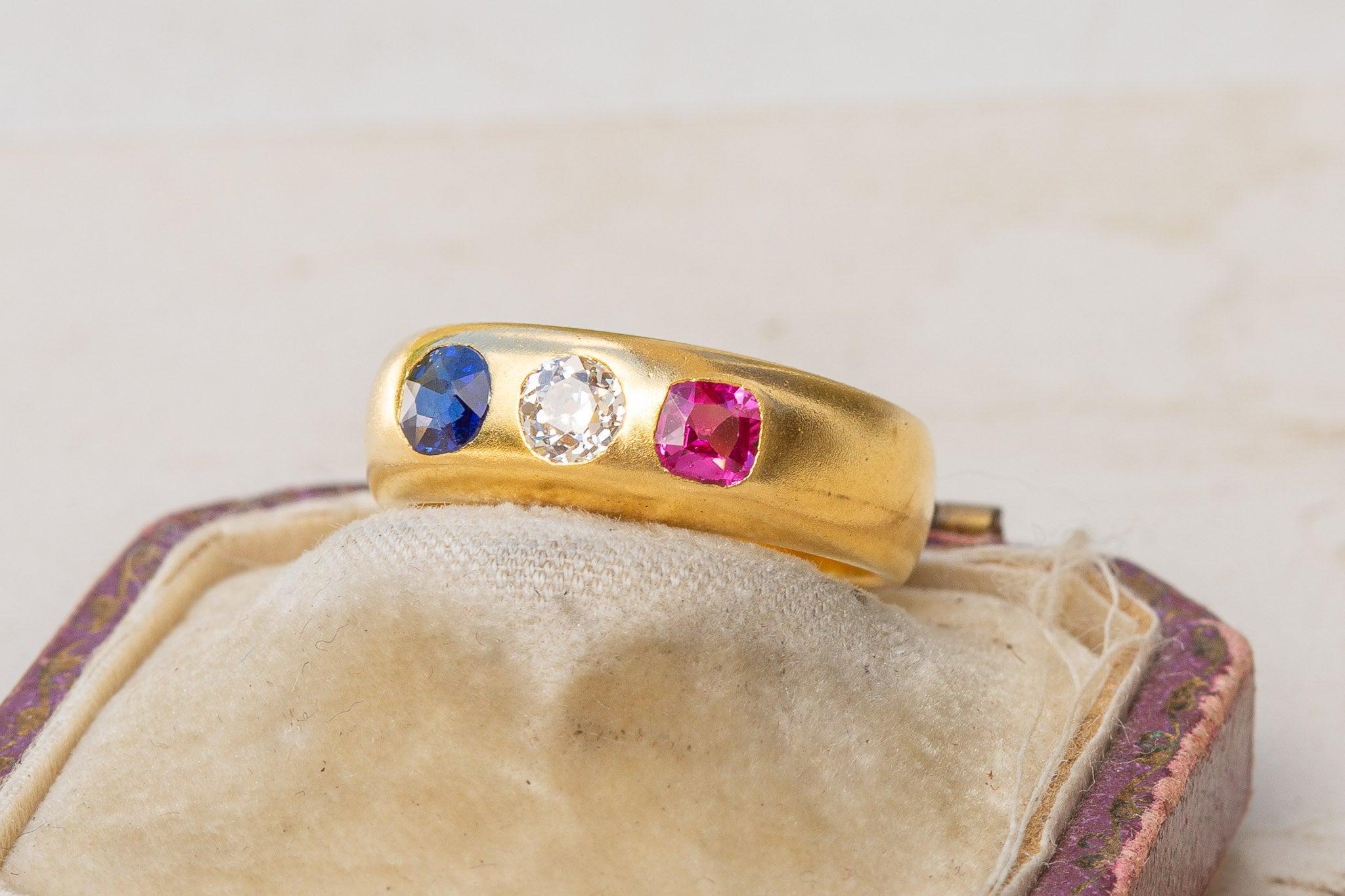 Old European Cut Antique Austro-Hungarian Gold Ring For Sale