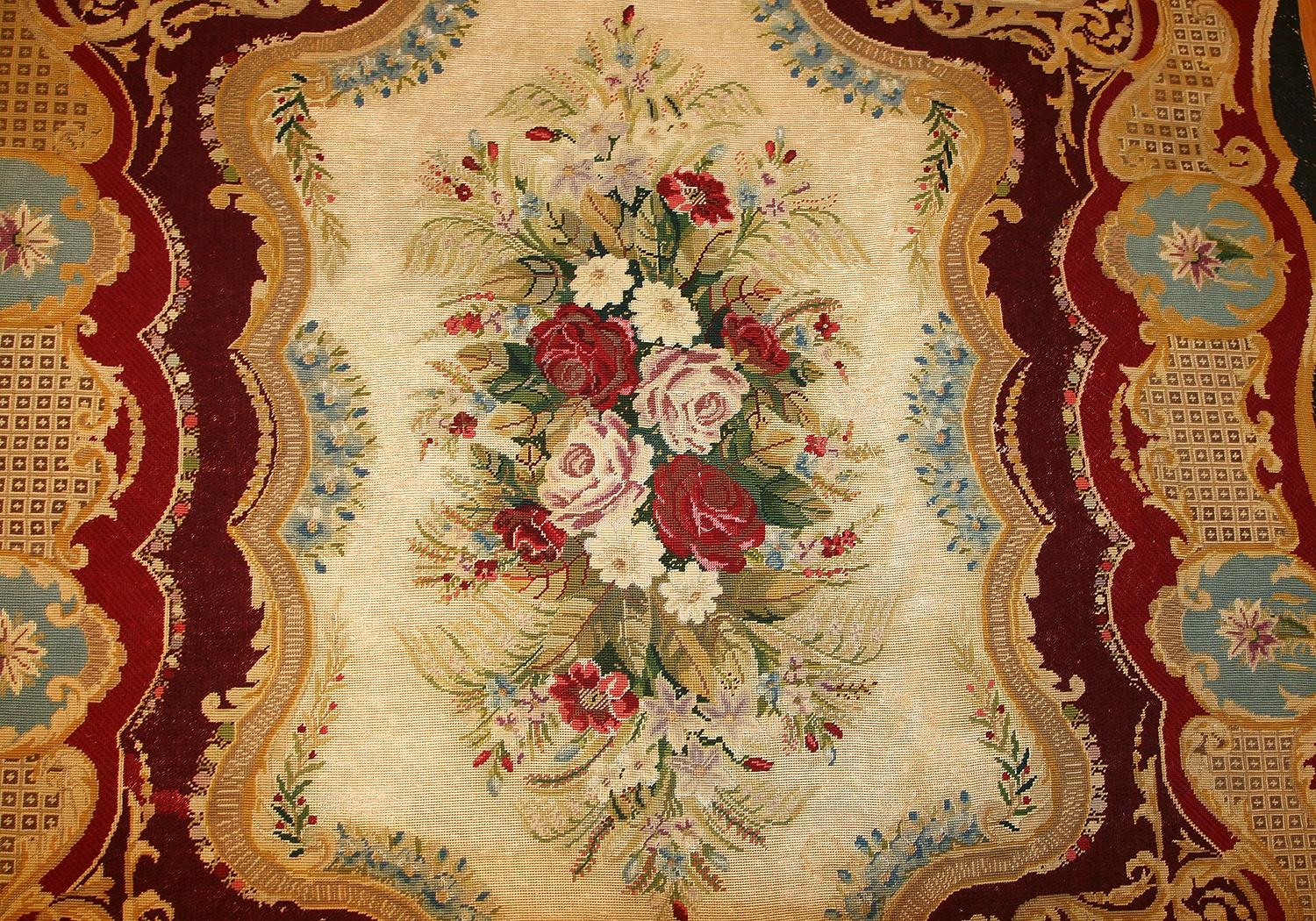 Nazmiyal Collection Antique Austro-Hungarian Needlepoint Rug. 5 ft x 6 ft  In Good Condition In New York, NY