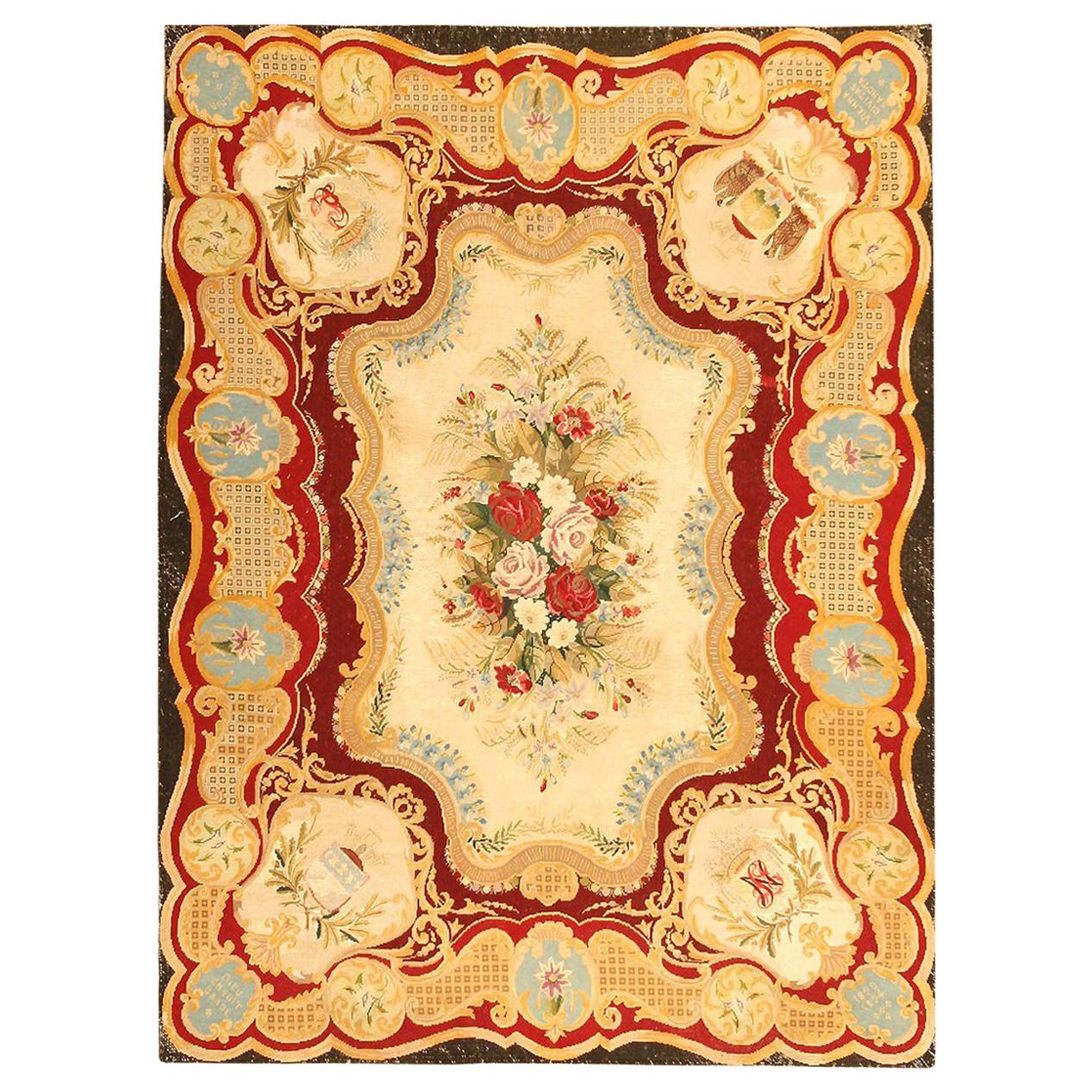 Nazmiyal Collection Antique Austro-Hungarian Needlepoint Rug. 5 ft x 6 ft 