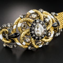 Antique Austro-Hungarian Rose-Cut Diamond Enamel Bracelet