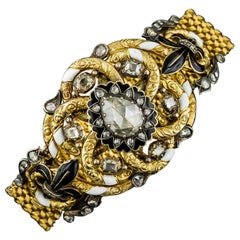 Antique Austro-Hungarian Rose-Cut Diamond Enamel Bracelet