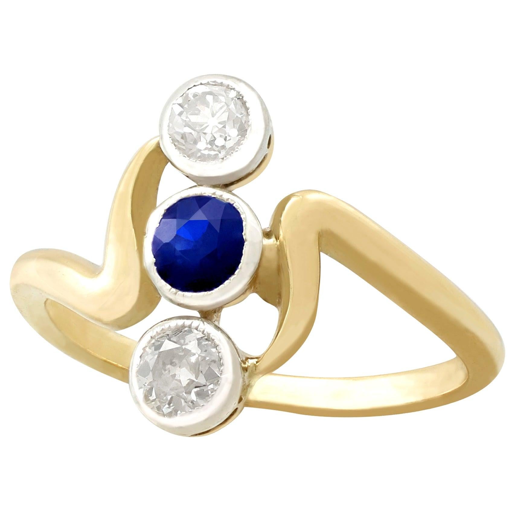 Antique Austro-Hungarian Sapphire and Diamond Yellow Gold Dress Ring