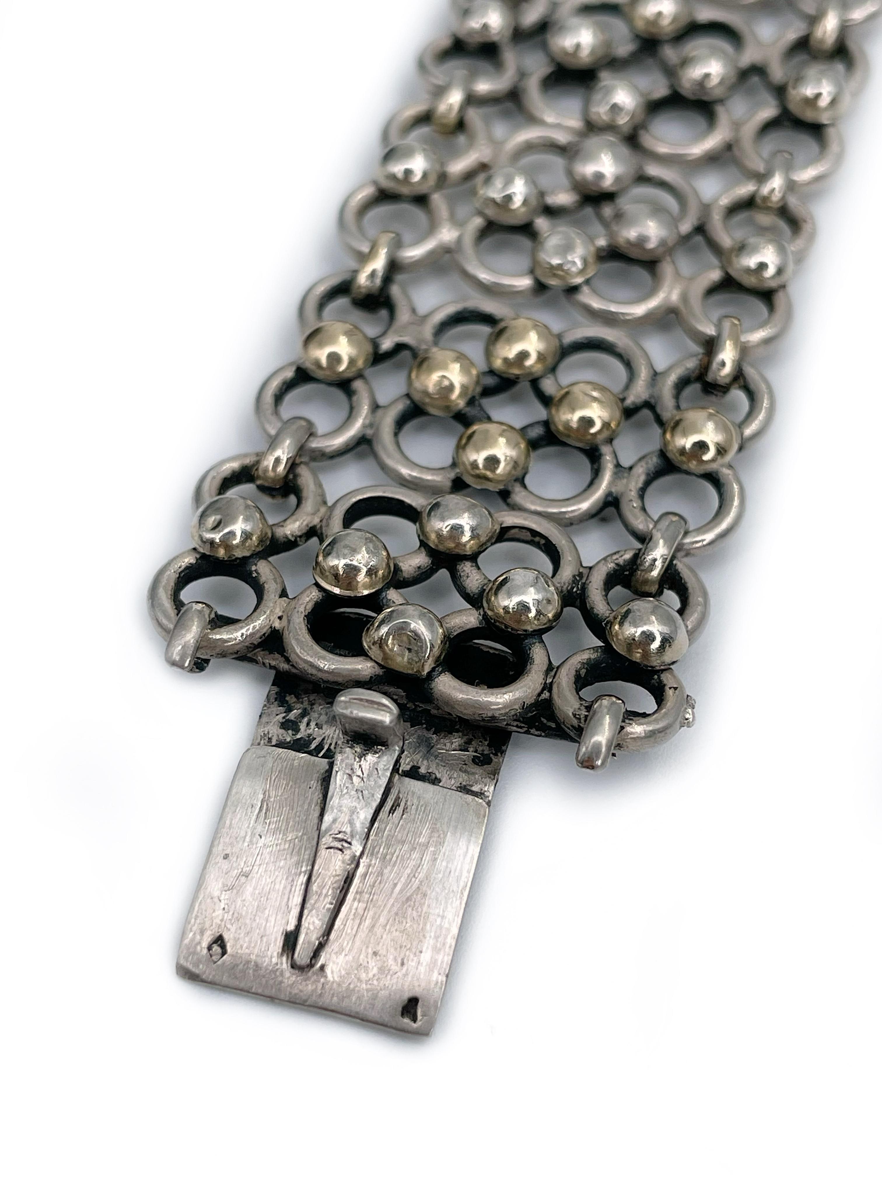 Viktorianisches 830 Silber Cherub 3,50 Karat Granat Breites Kettenarmband für Damen oder Herren im Angebot