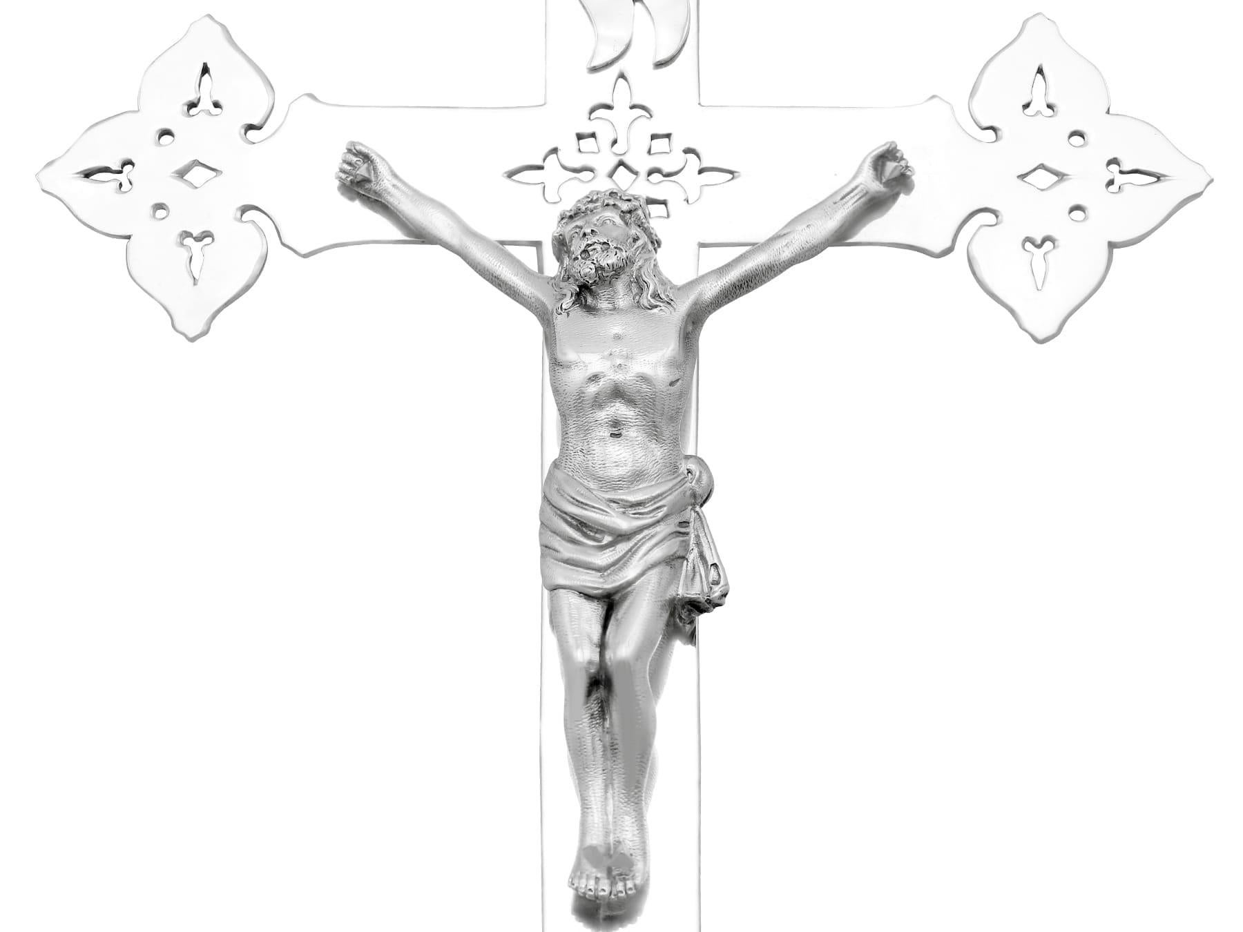 Antique Austro-Hungarian Silver Crucifix Circa 1890 For Sale 6