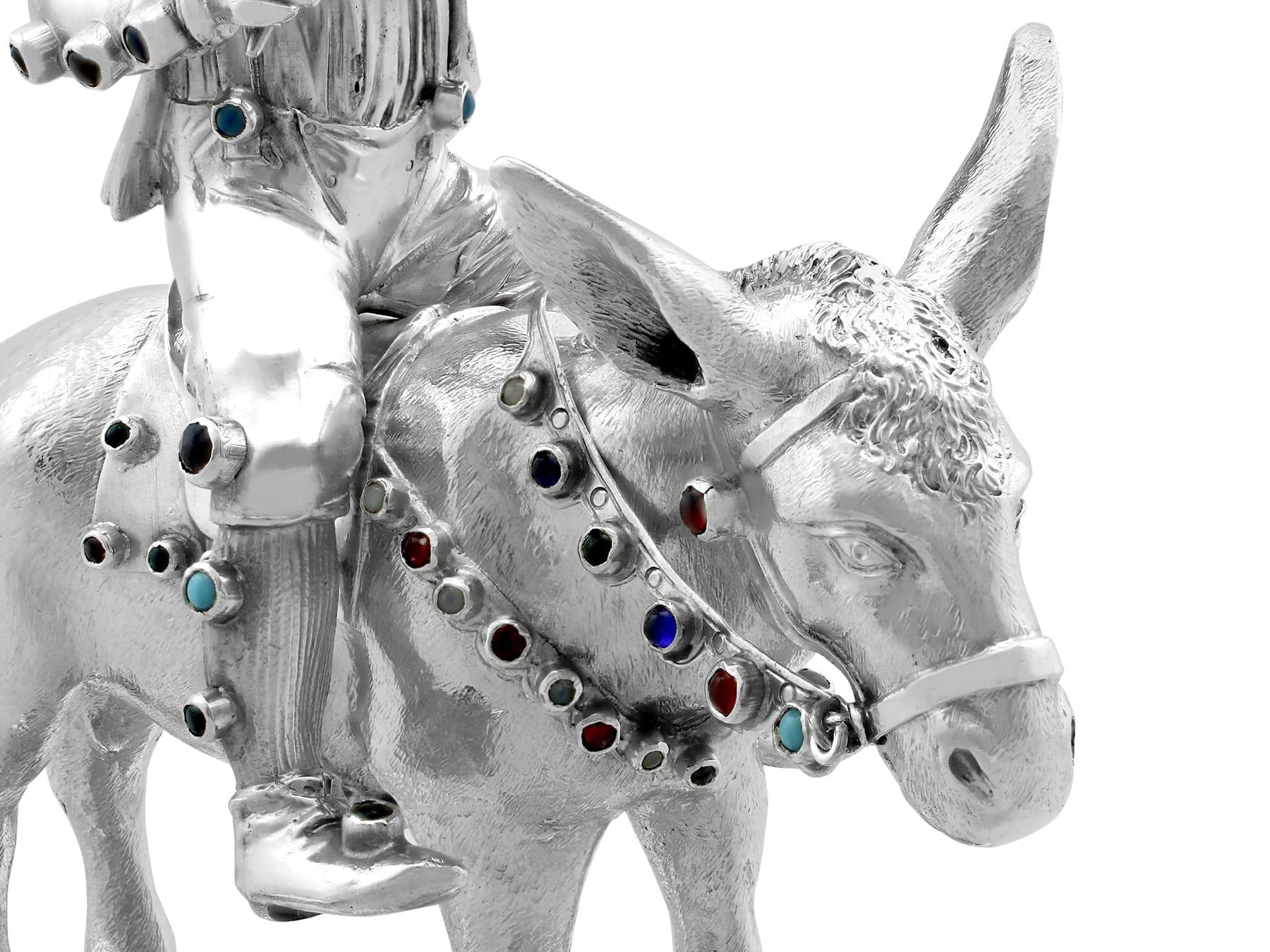 Antique Austro-Hungarian Silver Musician and Donkey Table Ornament For Sale 2