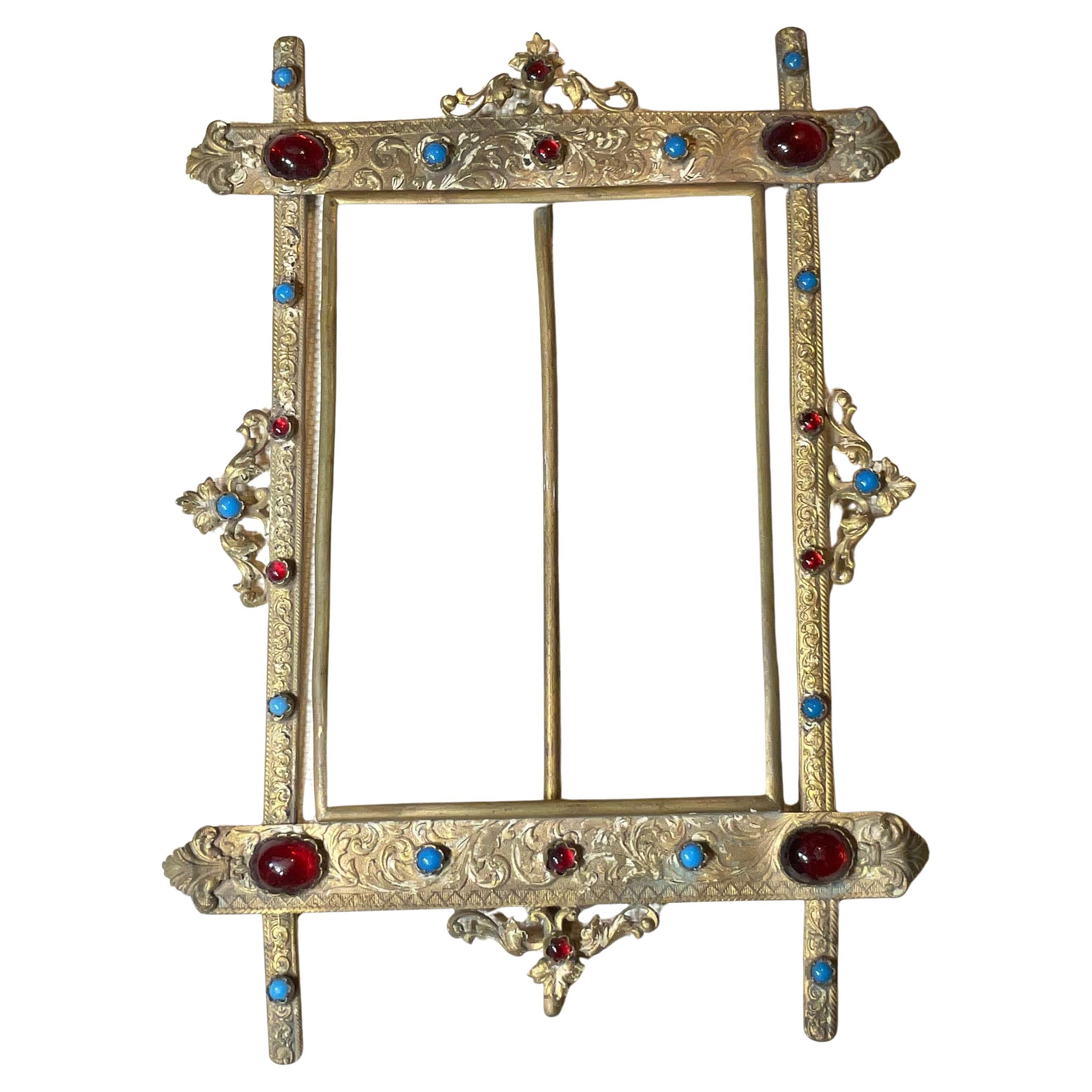 Antique Austro-Hungarian Style Jeweled Brass Picture Frame – Renaissance Revival