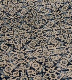Antique Authentic Blue Herati-Pattern Wool Persian Long Malayer Runner