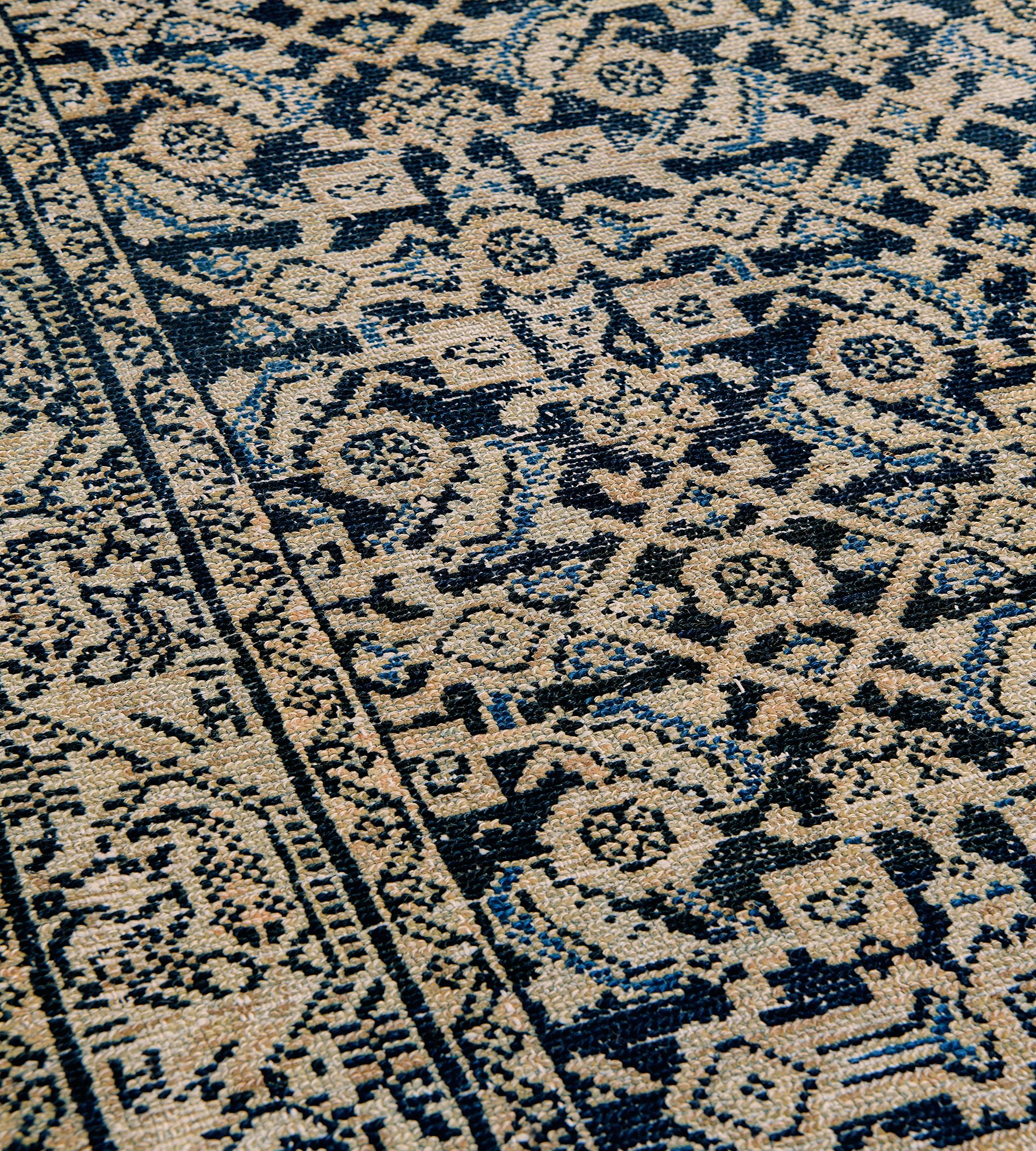 Antiker authentischer blauer Läufer aus persischer Wolle mit Herati-Muster für lange Malayers (Persisch) im Angebot
