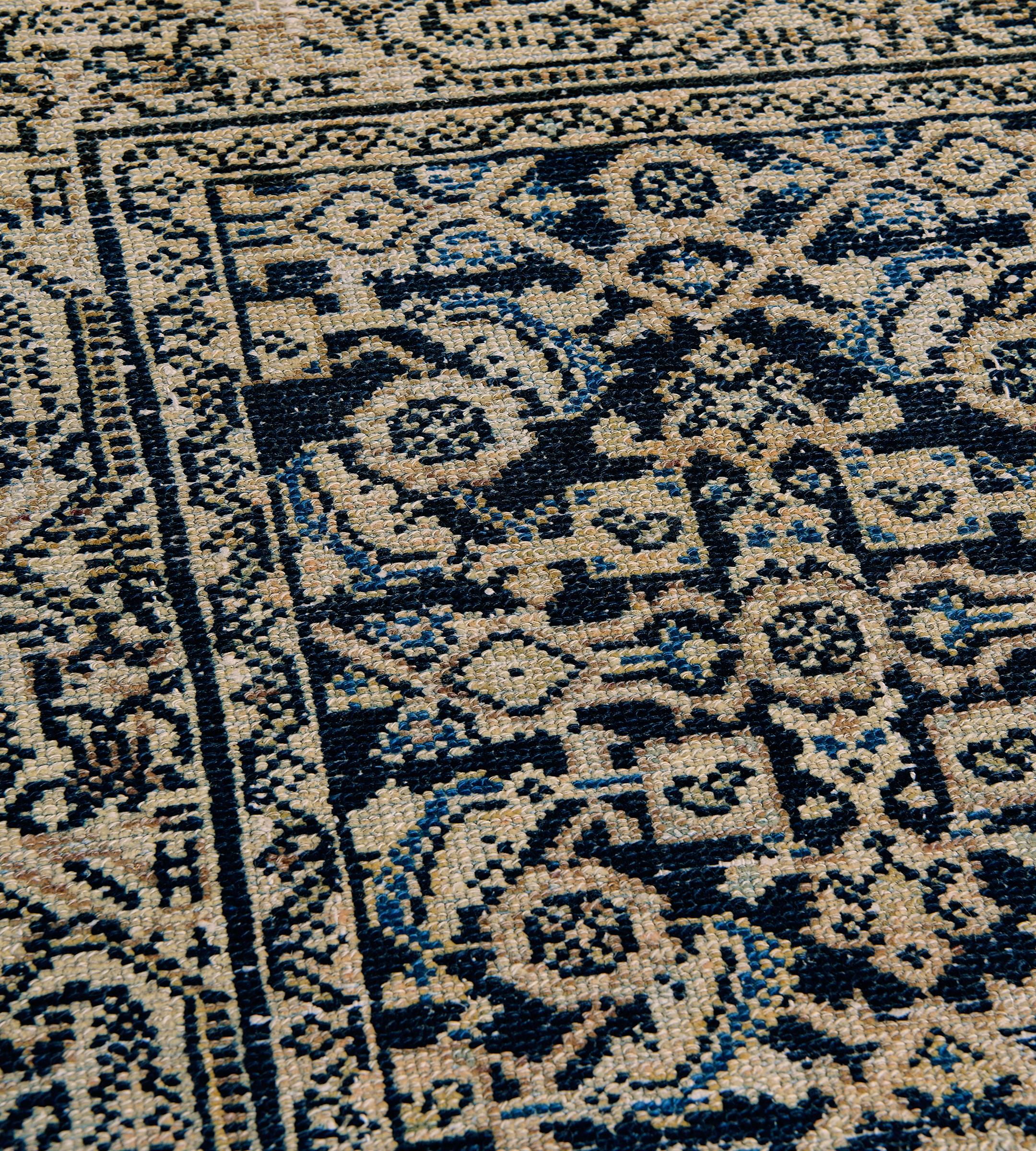 Antiker authentischer blauer Läufer aus persischer Wolle mit Herati-Muster für lange Malayers (Handgeknüpft) im Angebot