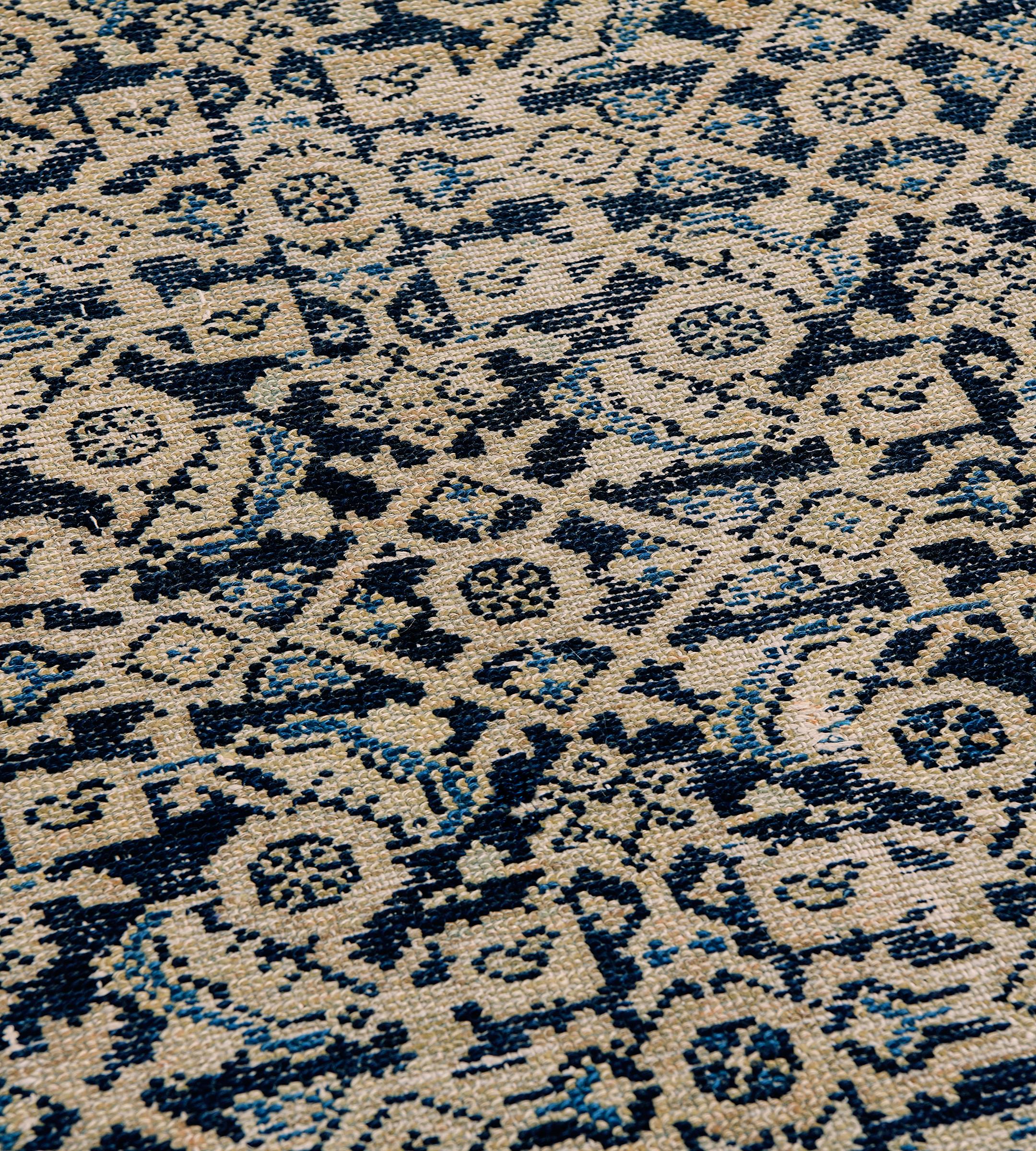 Antiker authentischer blauer Läufer aus persischer Wolle mit Herati-Muster für lange Malayers im Angebot 1
