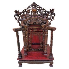 Antique Authentic Chinese Carved Ornate Wood Altar Shrine