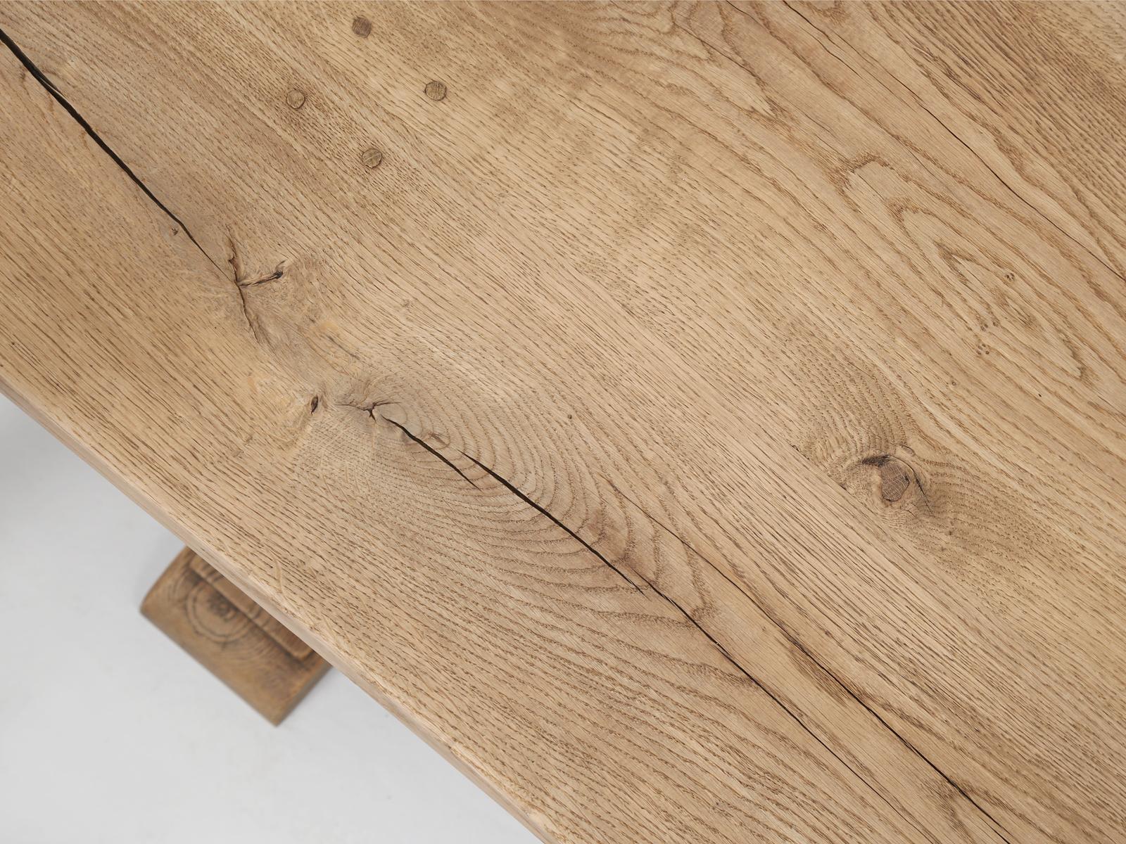 Oak Antique Authentic French Farm Table Original Finish Wood Pegged Construction
