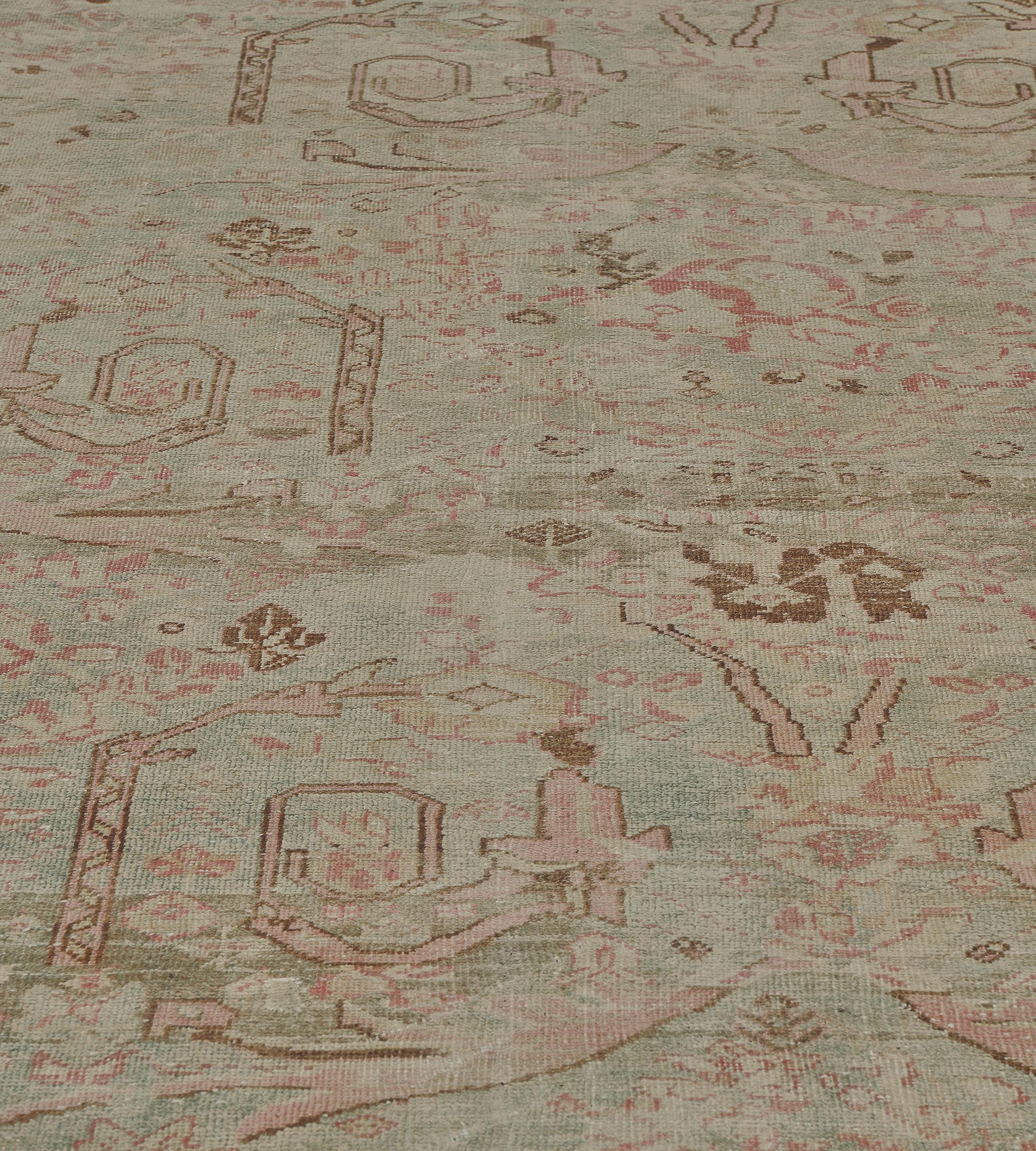 Antiker authentischer übergroßer, geblümter persischer Mahal-Teppich in Übergröße 12'x19' im Angebot 2
