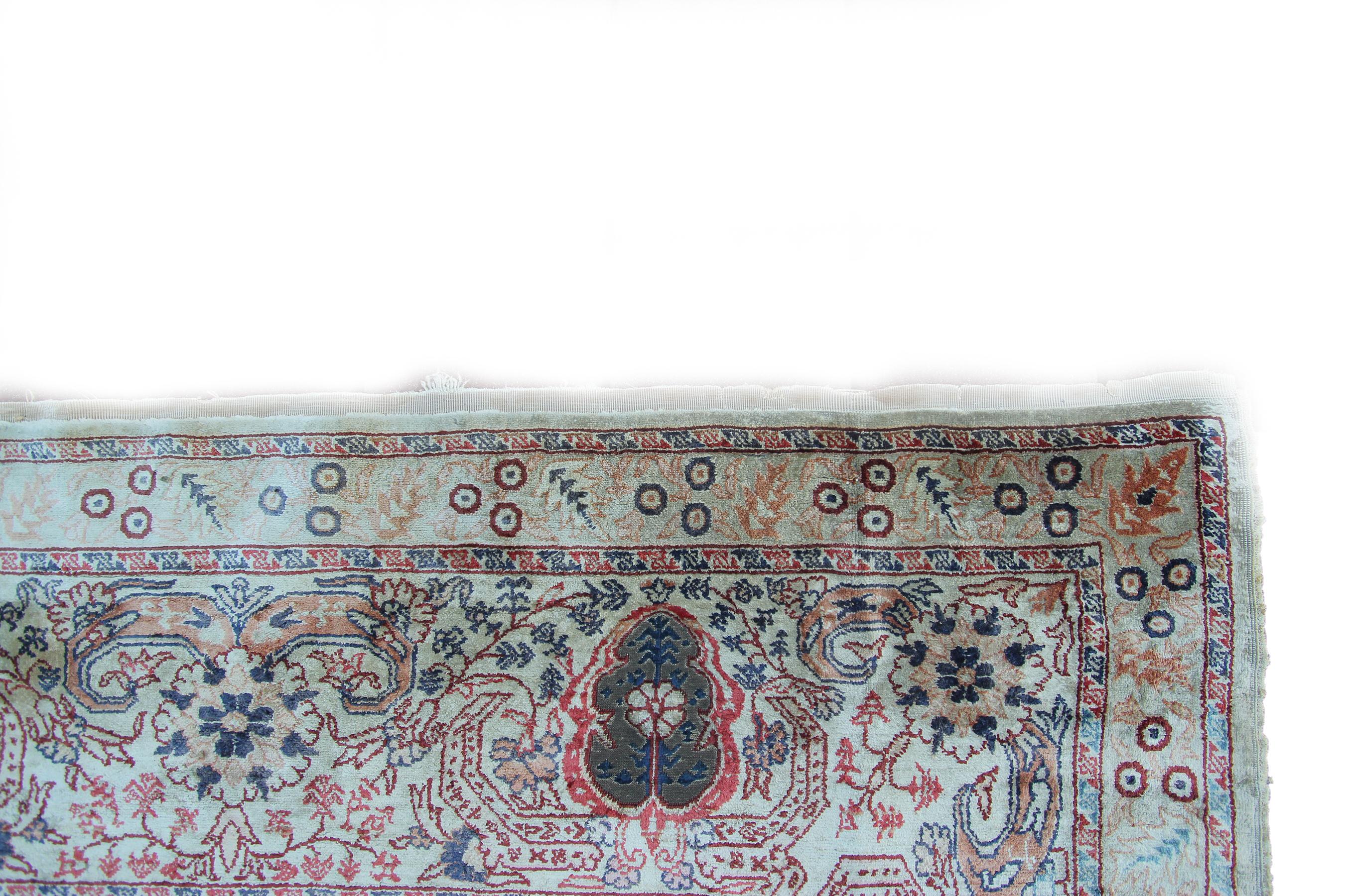 Exceptionnel jardin turc Hereke d'antiquités et métal authentique 10x13 en vente 3