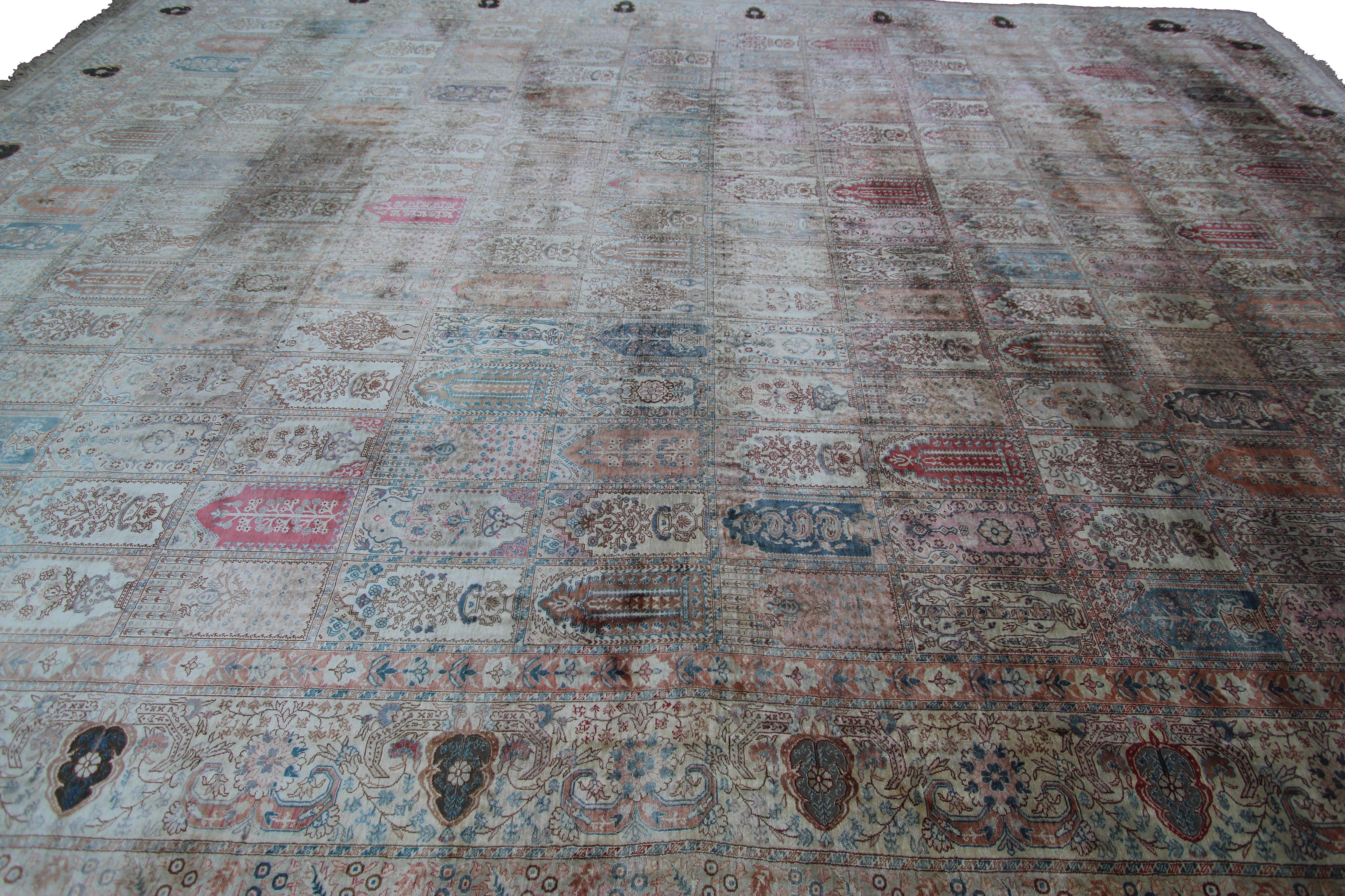 Antique Authentic Silk and Metal Turkish Hereke Fine Exceptional 10x13 Garden For Sale 7