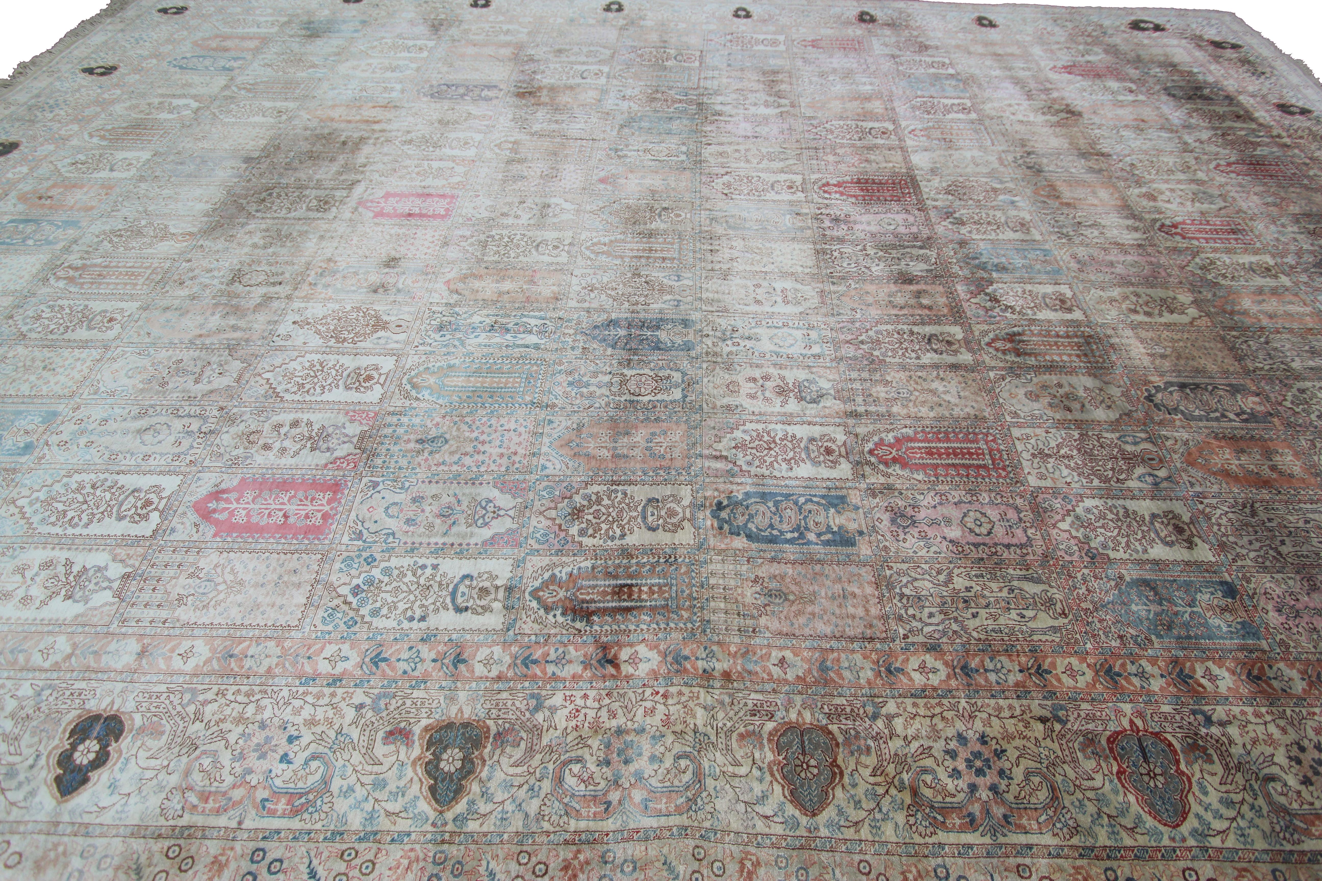 Exceptionnel jardin turc Hereke d'antiquités et métal authentique 10x13 en vente 6