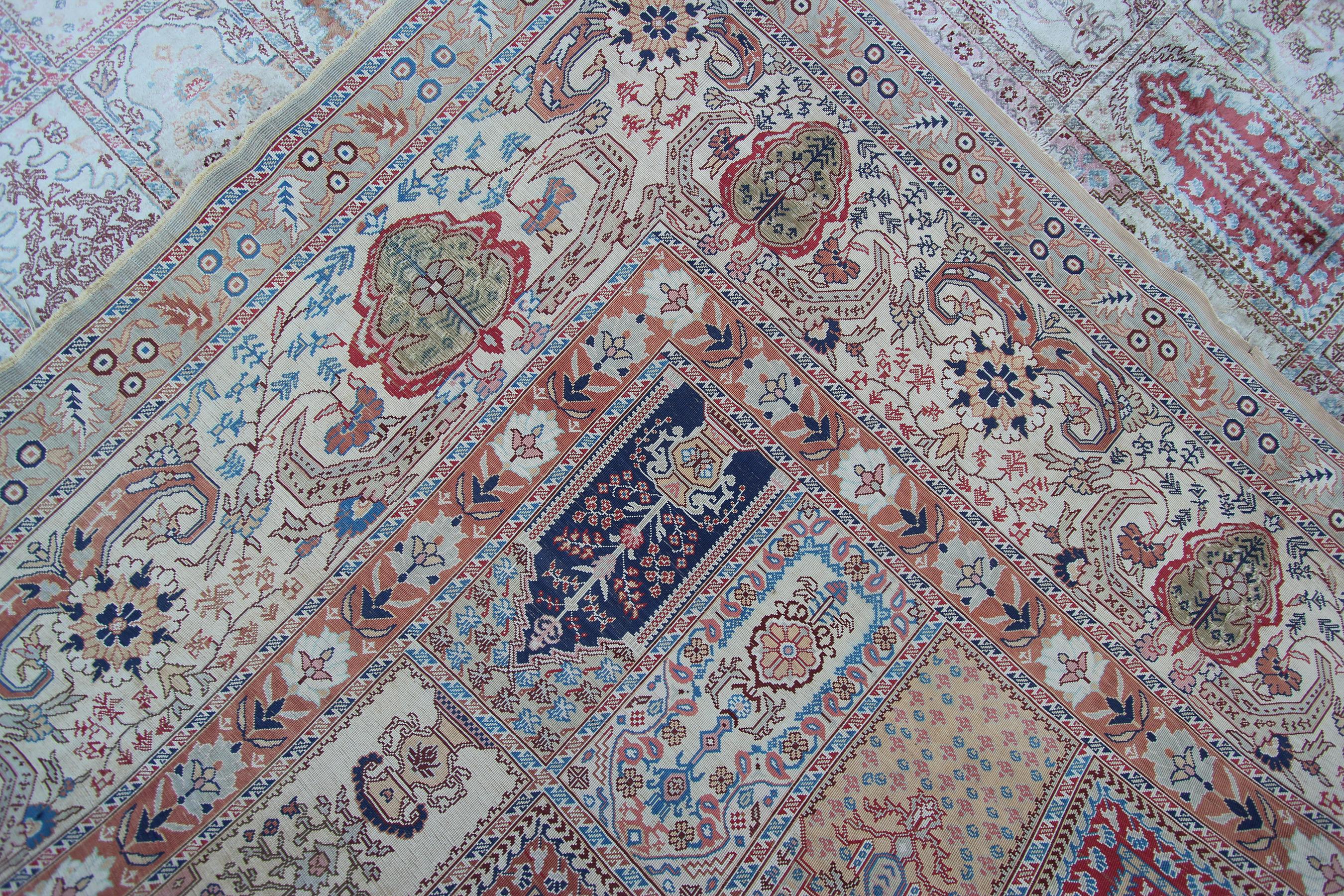 Exceptionnel jardin turc Hereke d'antiquités et métal authentique 10x13 en vente 7