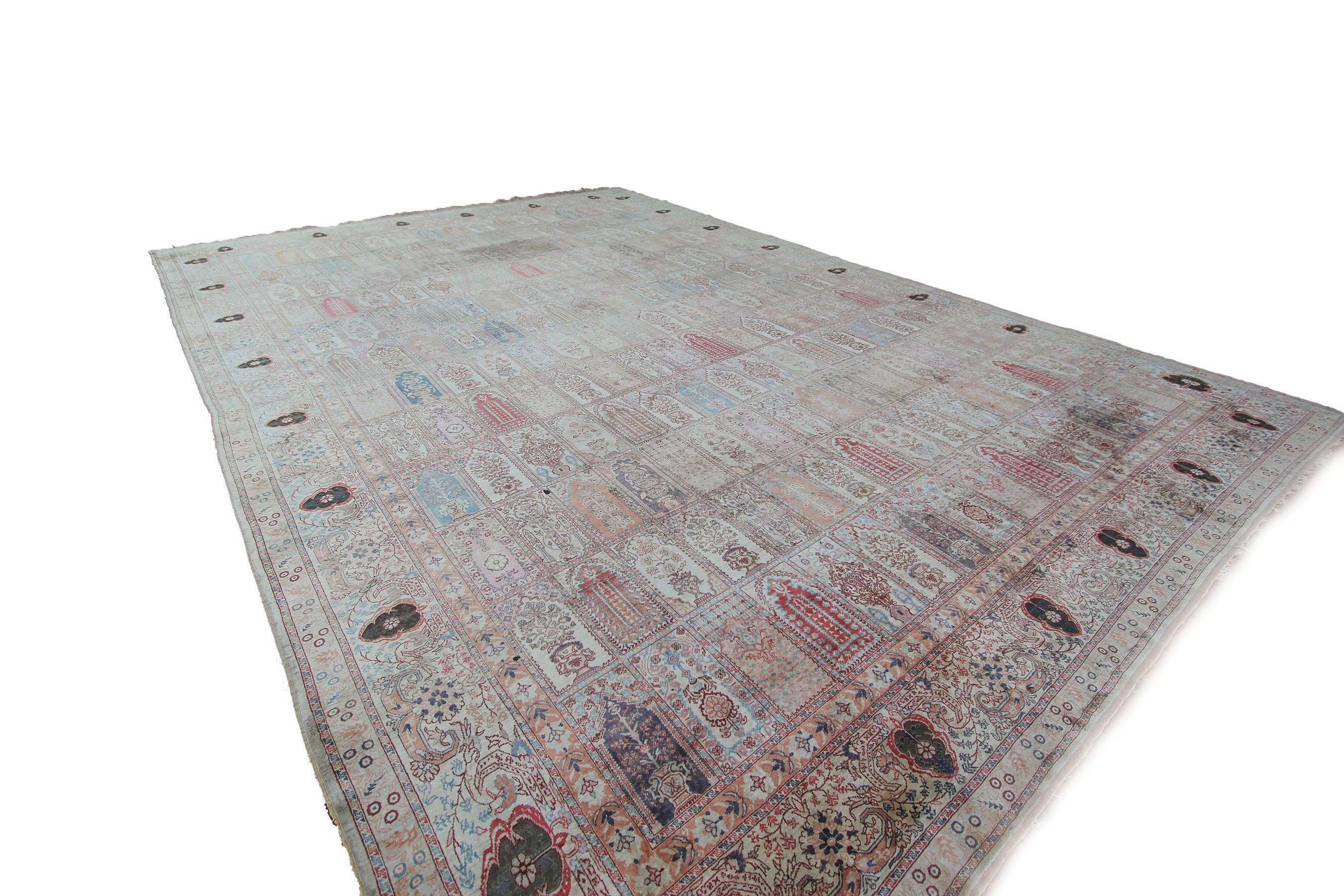Turc Exceptionnel jardin turc Hereke d'antiquités et métal authentique 10x13 en vente