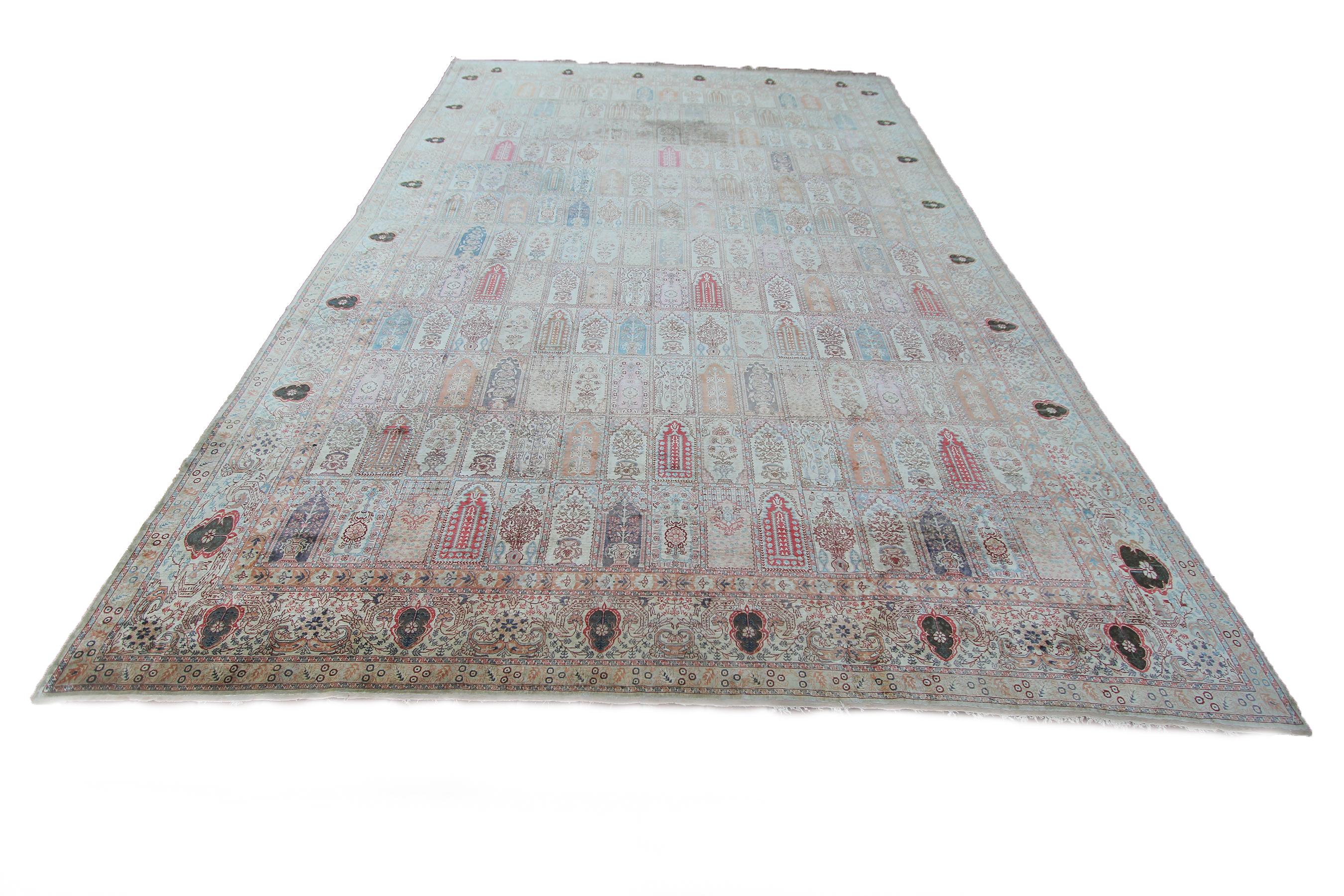 Début du 20ème siècle Exceptionnel jardin turc Hereke d'antiquités et métal authentique 10x13 en vente