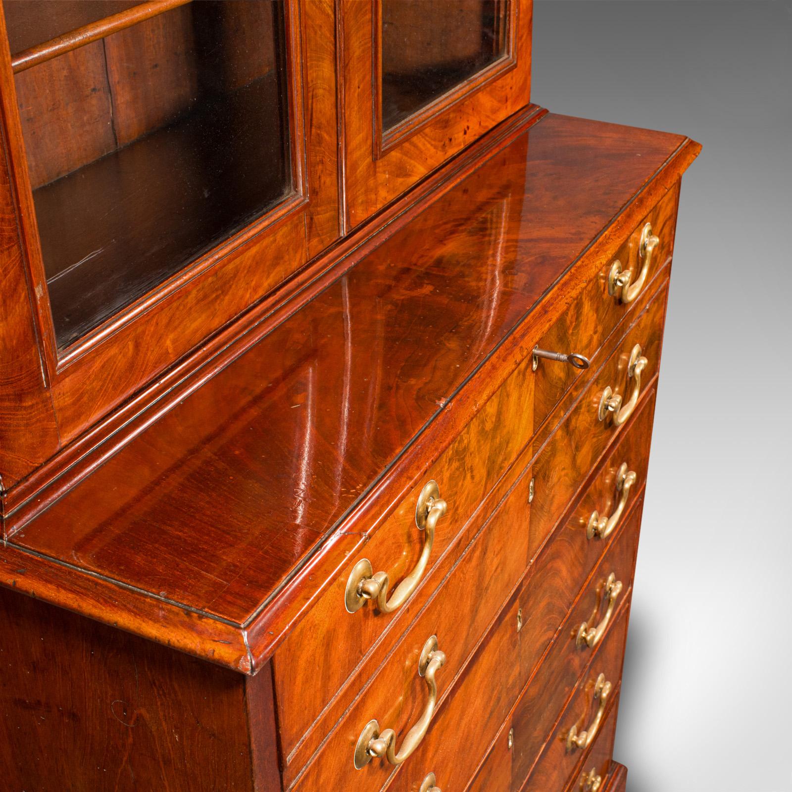 Antique Author's Chest, English, Secretaire Cabinet, Glazed Bookcase, Georgian 6