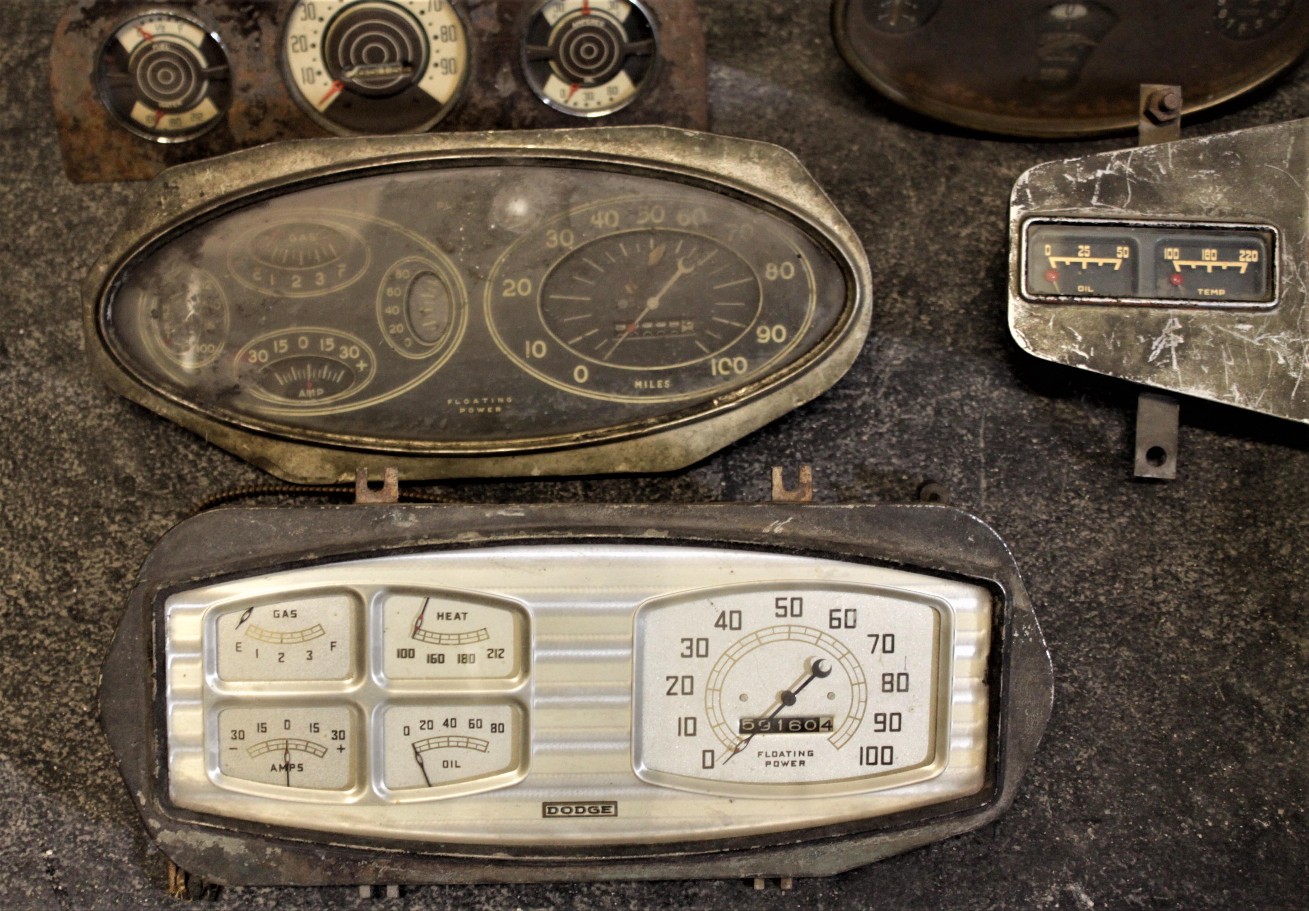 Antique Automotive and/or Truck Speedometer Dashboard Panel Gauge Collection In Distressed Condition In Hamilton, Ontario
