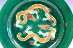 Antike Awaji Pottery Drache Japanische Kunst & Handwerk Teller Danto Kiln Signiert