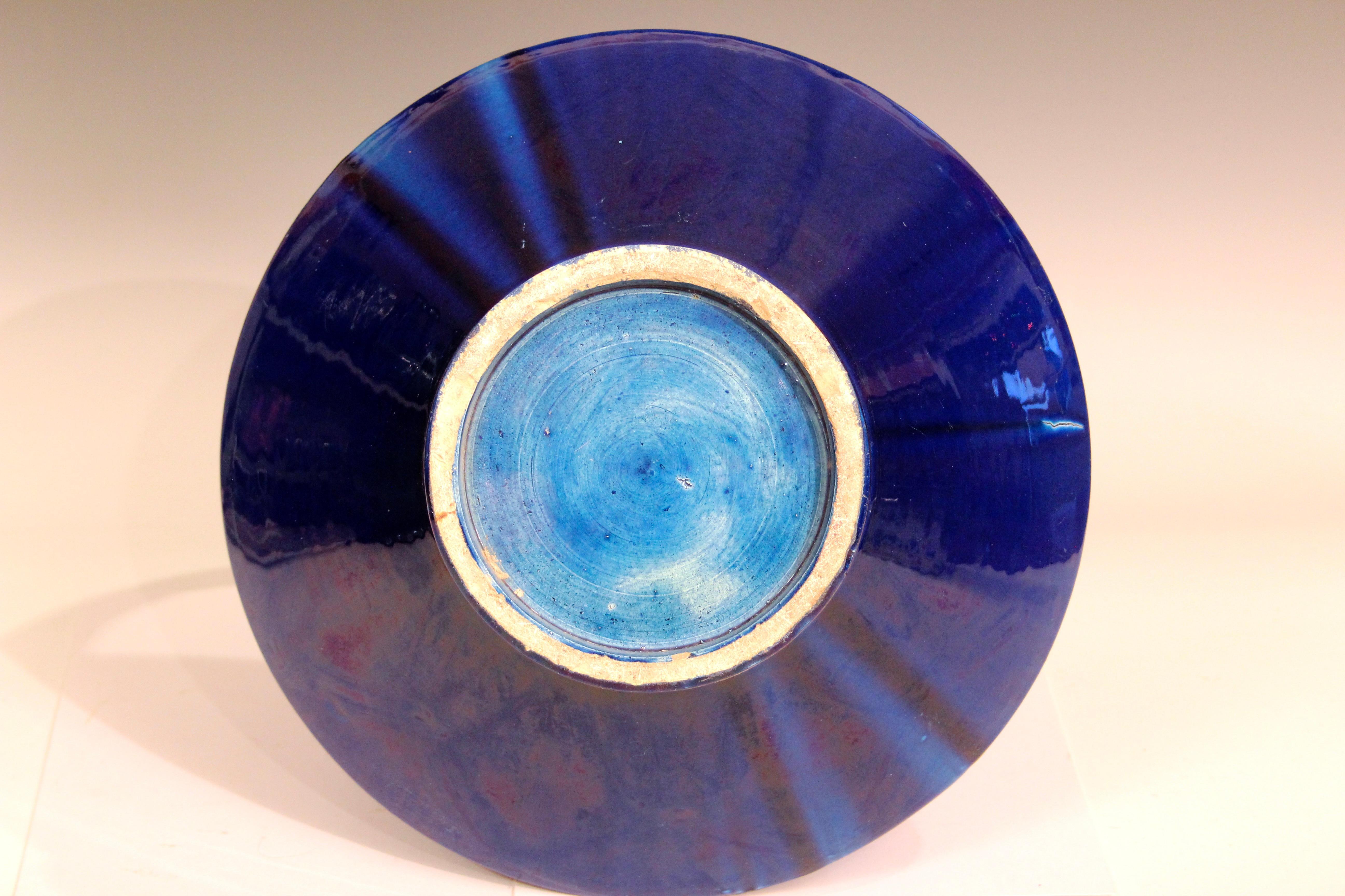 Début du 20ème siècle Vase à anses larges bleu Awaji Pottery antique en vente