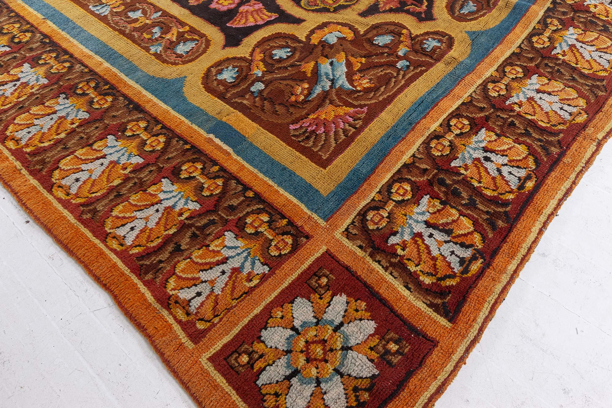Antique Axminster Botanic Handmade Wool Carpet For Sale 1