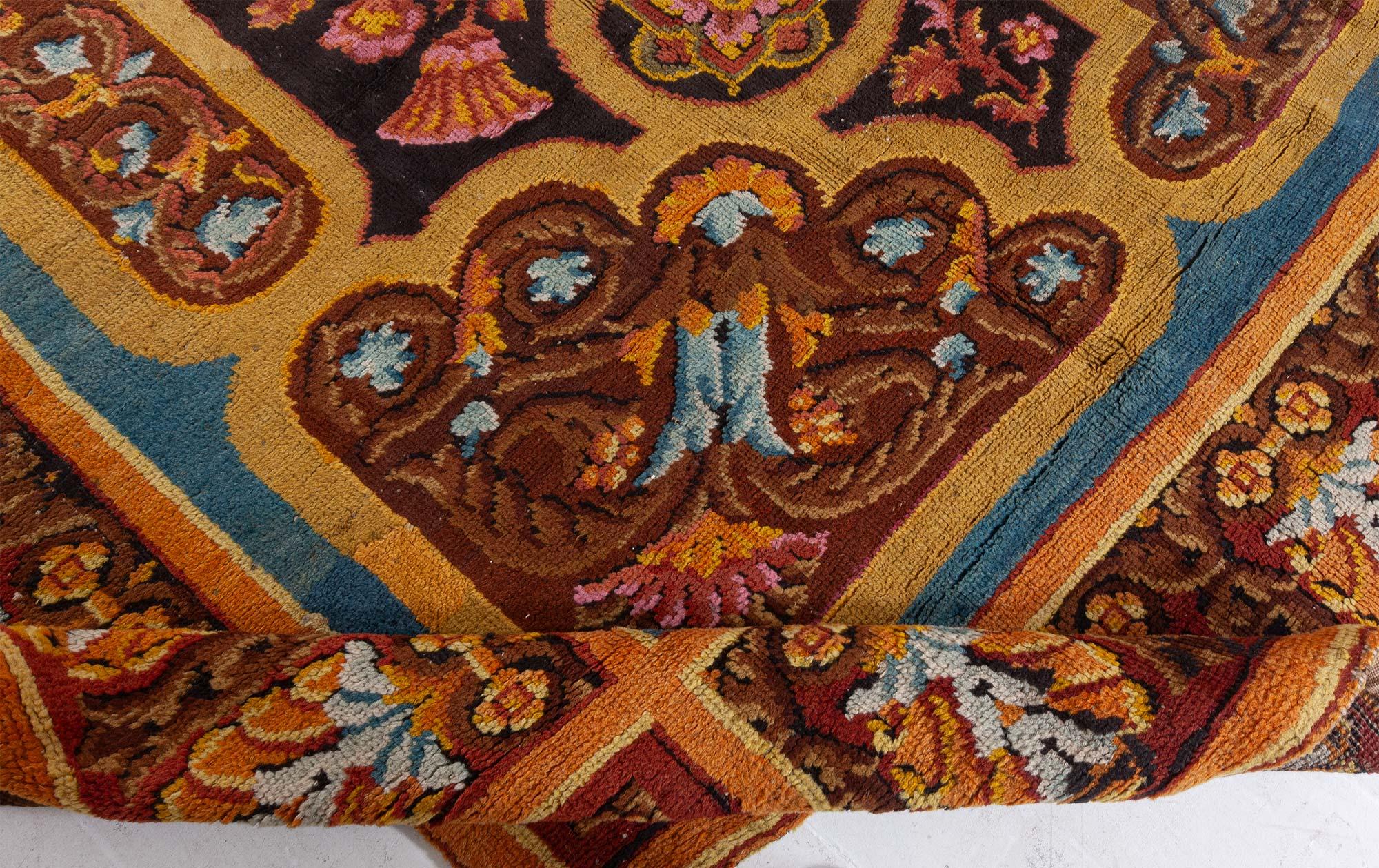 Antique Axminster Botanic Handmade Wool Carpet For Sale 2