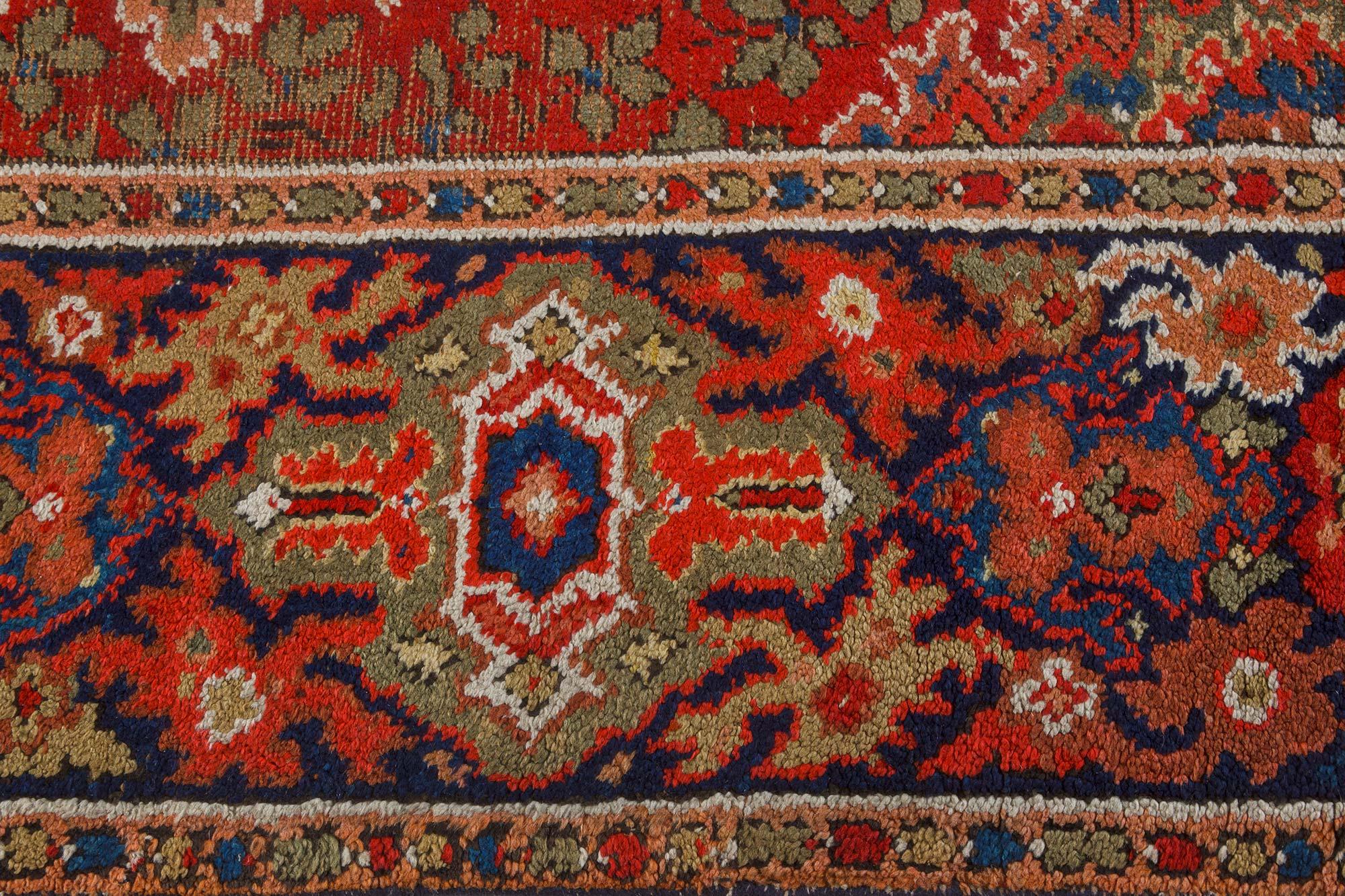 English Antique Axminster Botanic Handwoven Wool Rug For Sale
