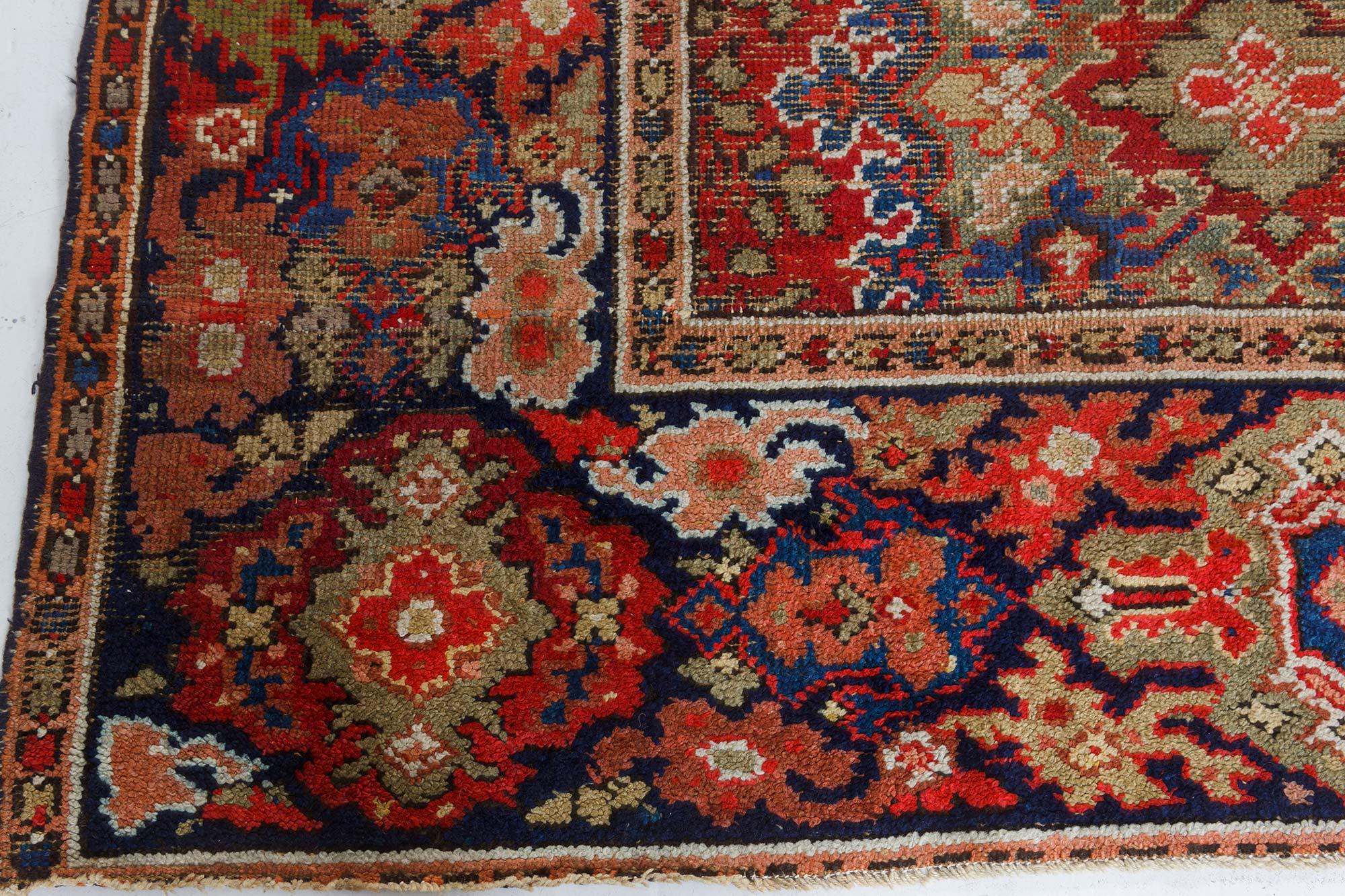 Hand-Knotted Antique Axminster Botanic Handwoven Wool Rug For Sale