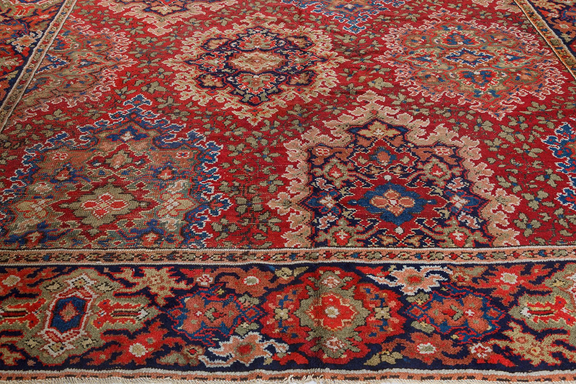 Antique Axminster Botanic Handwoven Wool Rug In Good Condition For Sale In New York, NY